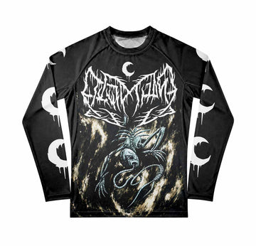 Leviathan A Silhouette in Splinters Premium Rash Guard Long Sleeve - front view mockup