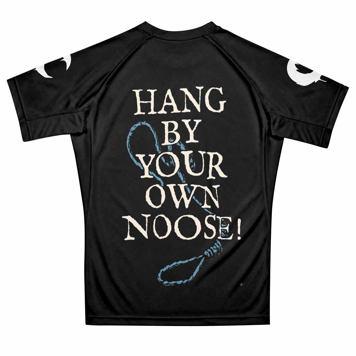 Leviathan A Silhouette in Splinters Premium Rash Guard Short Sleeve - back view mockup