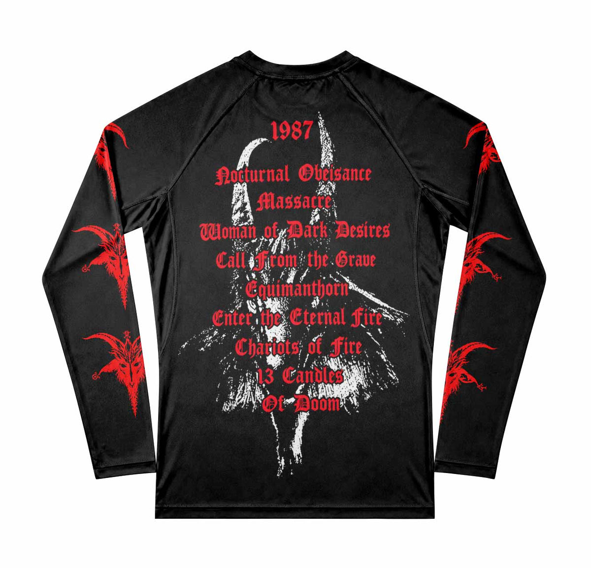 Bathory Under the Sign of the Black Mark Premium Rash Guard Long Sleeve - back view mockup