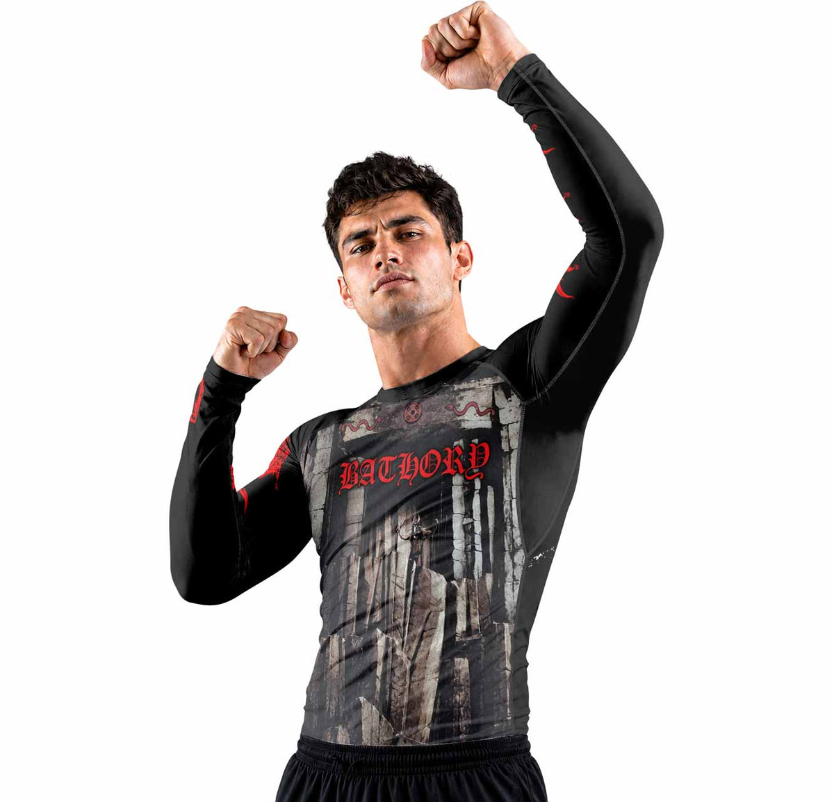 Bathory Under the Sign of the Black Mark Premium Rash Guard Long Sleeve - men lifestyle view
