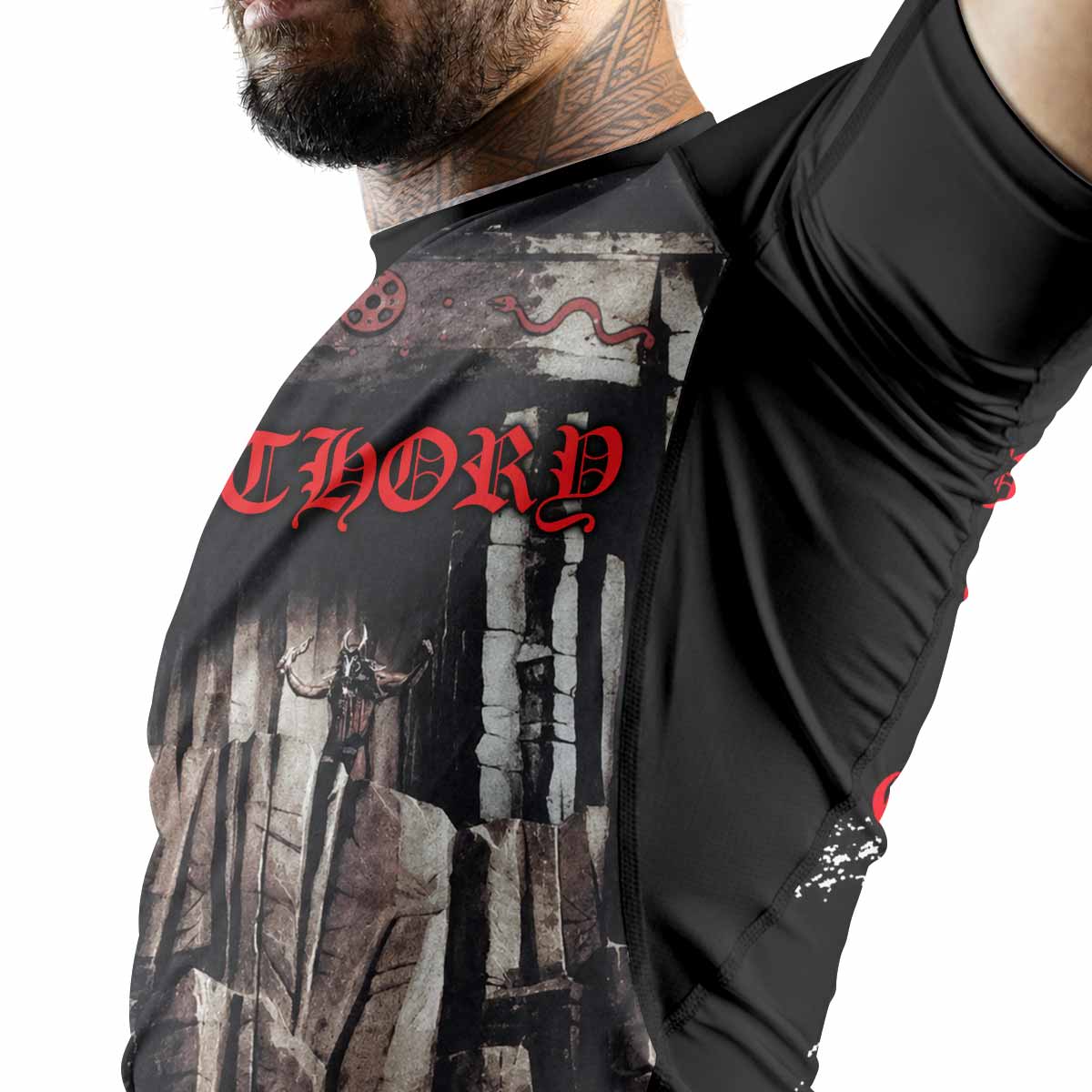 Bathory Under the Sign of the Black Mark Premium Rash Guard Short Sleeve - men lifestyle view