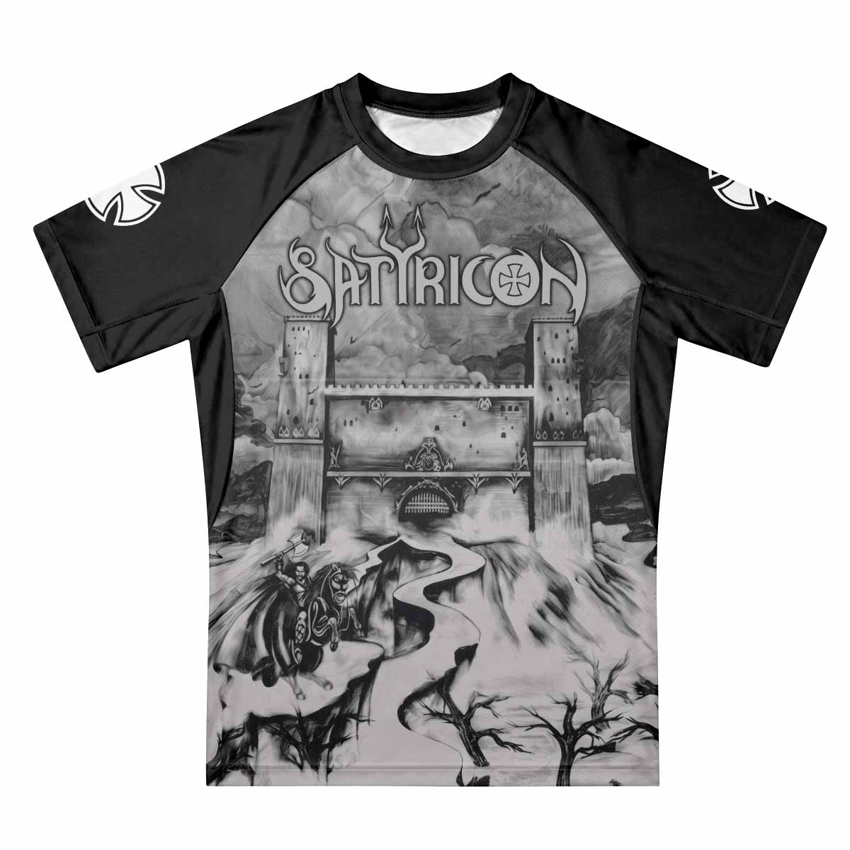 Satyricon Dark Medieval Times Premium Rash Guard Short Sleeve - front view mockup