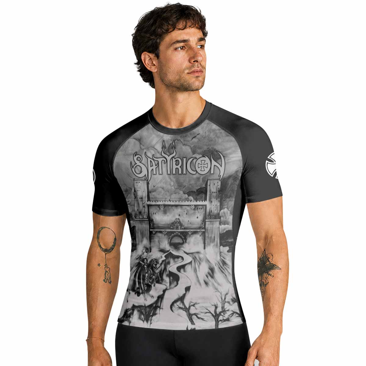 Satyricon Dark Medieval Times Premium Rash Guard Short Sleeve - men lifestyle view