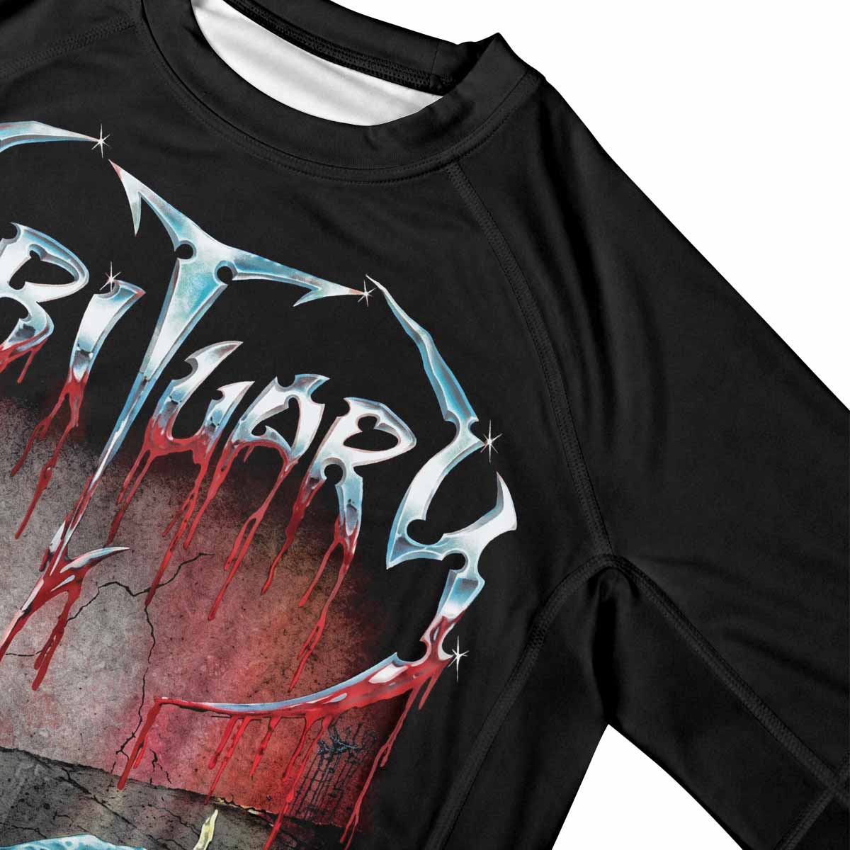 Obituary Slowly We Rot Premium Rash Guard Short Sleeve - mockup