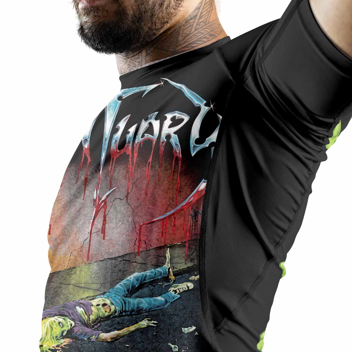 Obituary Slowly We Rot Premium Rash Guard Short Sleeve - men lifestyle view