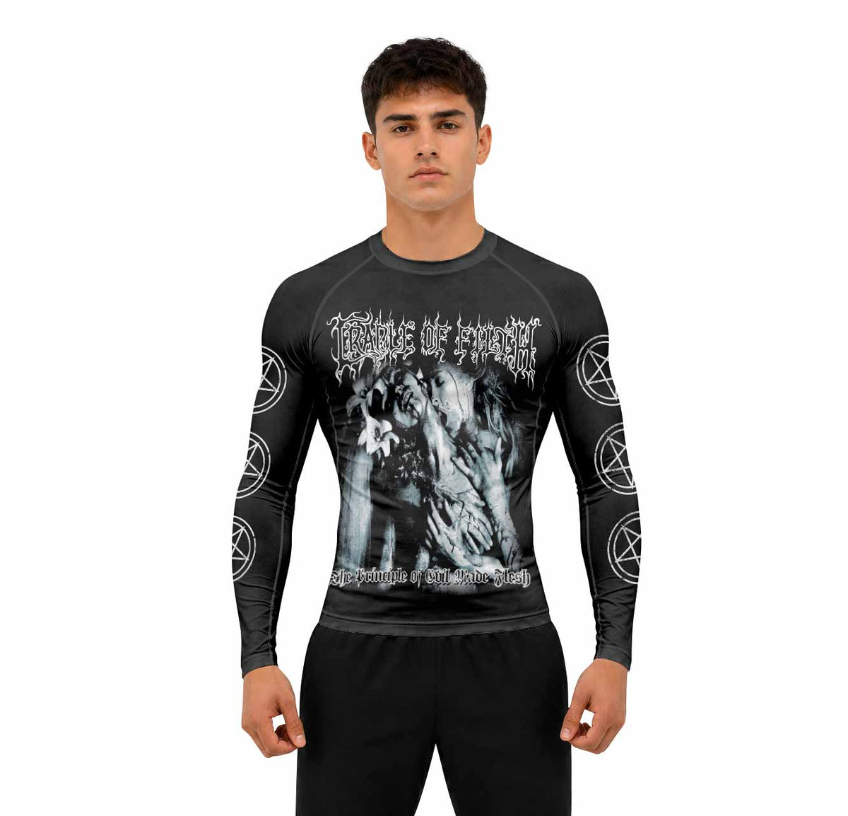 Cradle of Filth The Principle of Evil Made Flesh Premium Rash Guard Long Sleeve - men lifestyle view