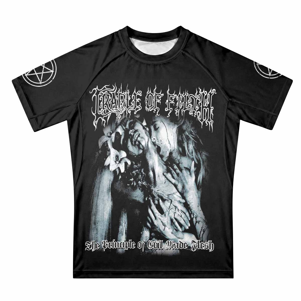 Cradle of Filth The Principle of Evil Made Flesh Premium Rash Guard Short Sleeve - front view mockup