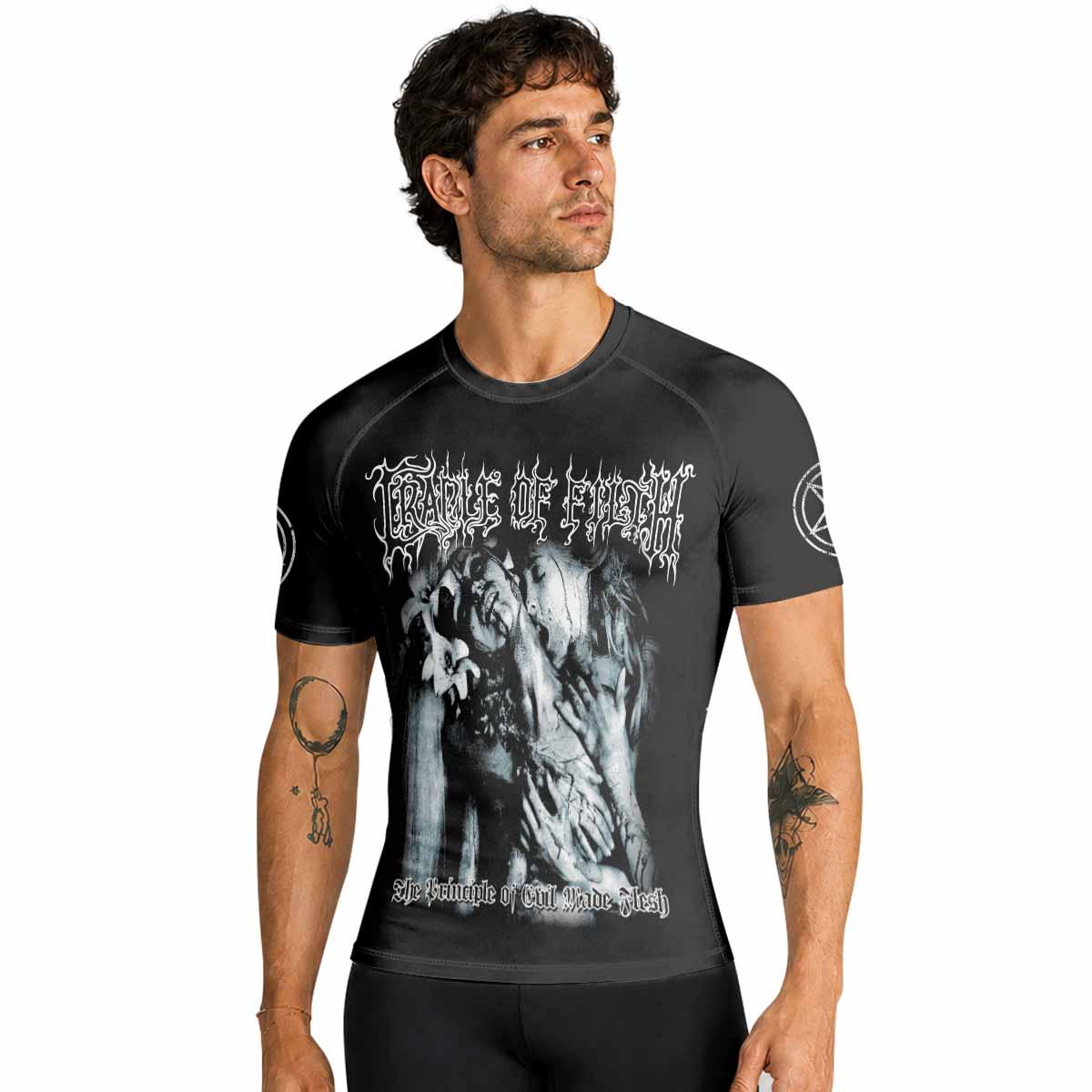 Cradle of Filth The Principle of Evil Made Flesh Premium Rash Guard Short Sleeve - men lifestyle view