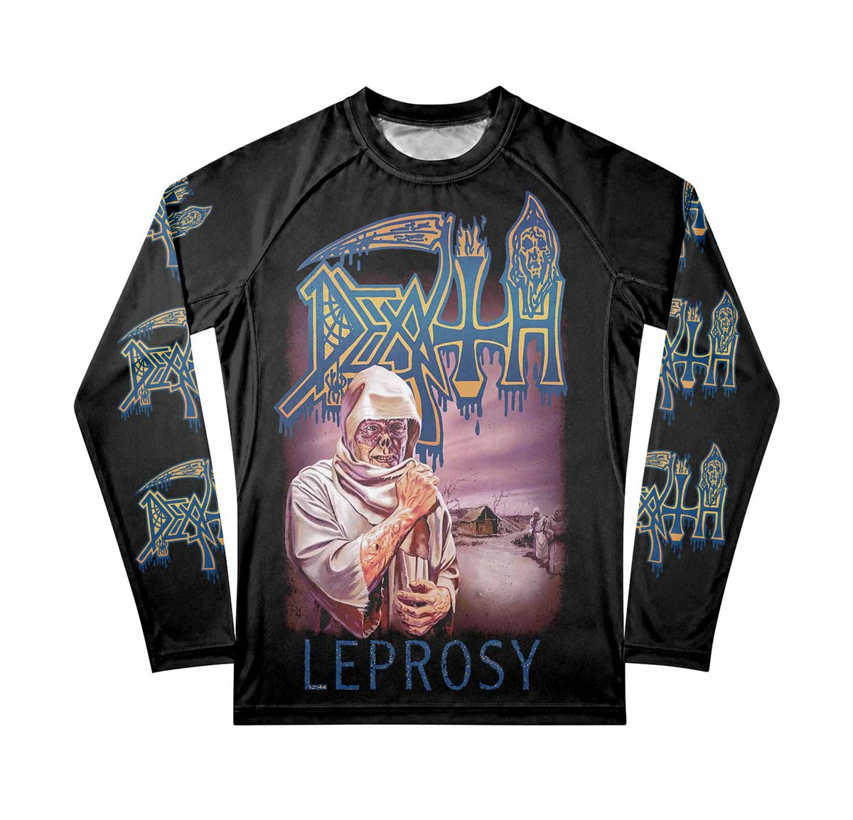 Death Leprosy Premium Rash Guard Long Sleeve - front view mockup