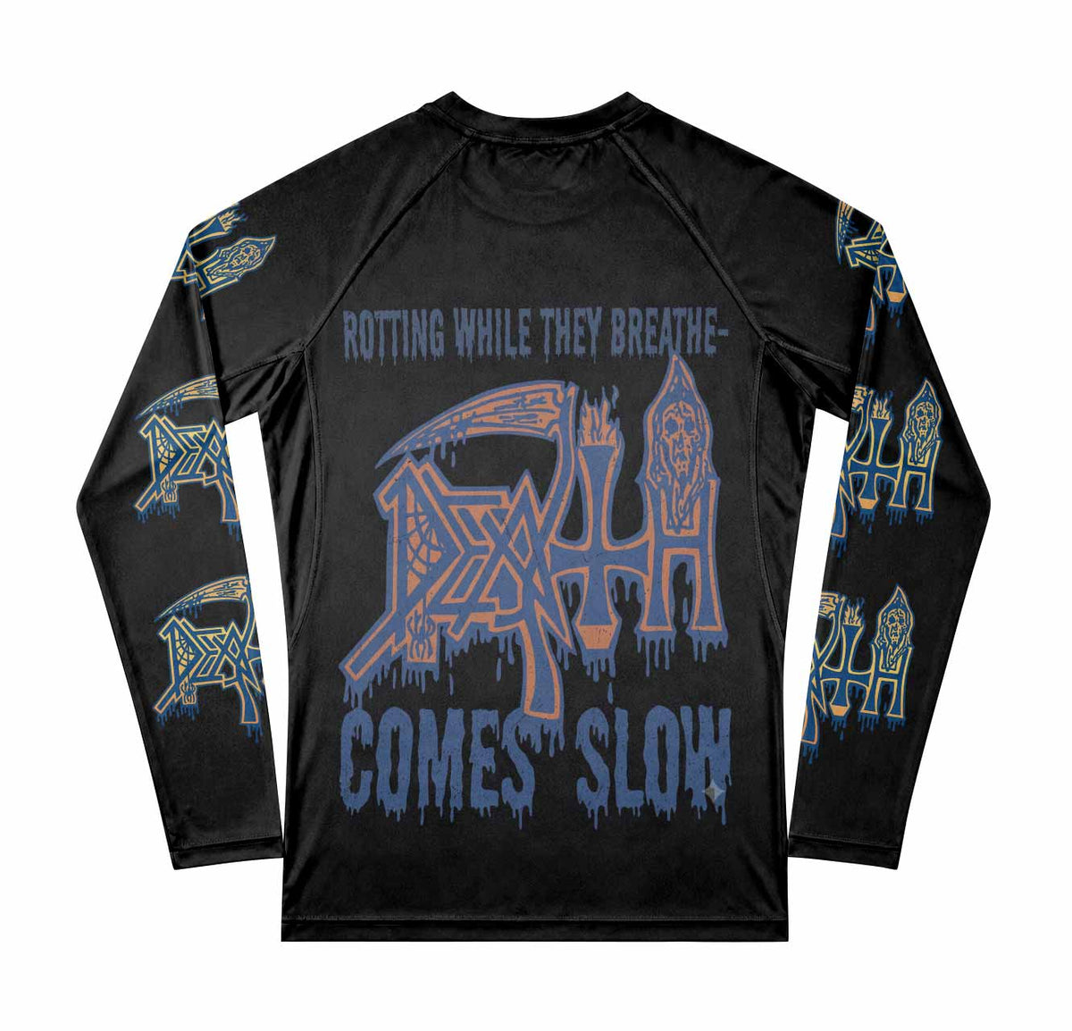 Death Leprosy Premium Rash Guard Long Sleeve - back view mockup