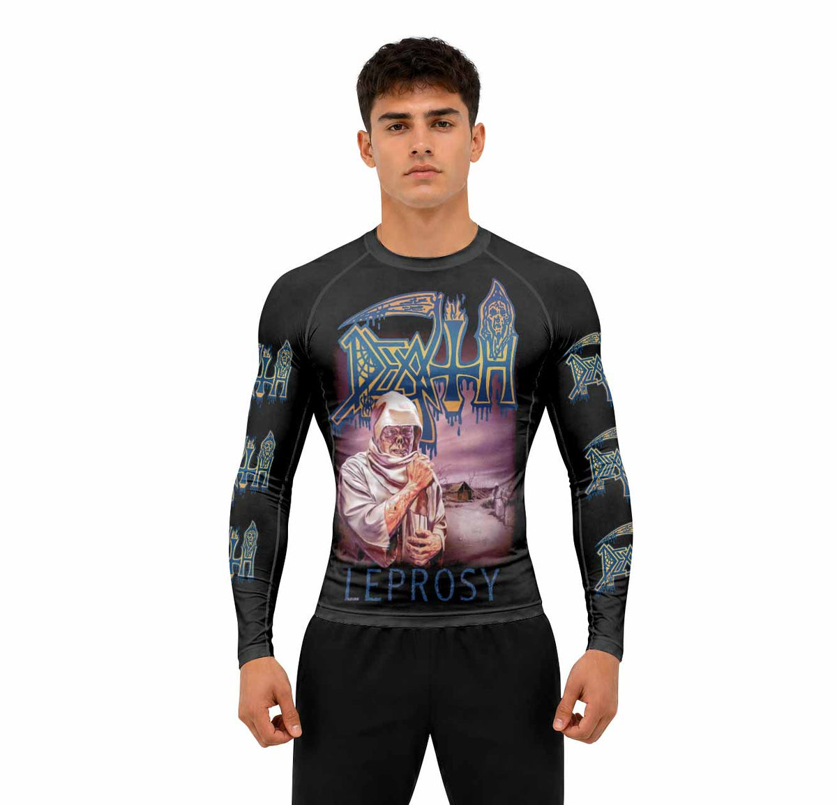 Death Leprosy Premium Rash Guard Long Sleeve - men lifestyle view