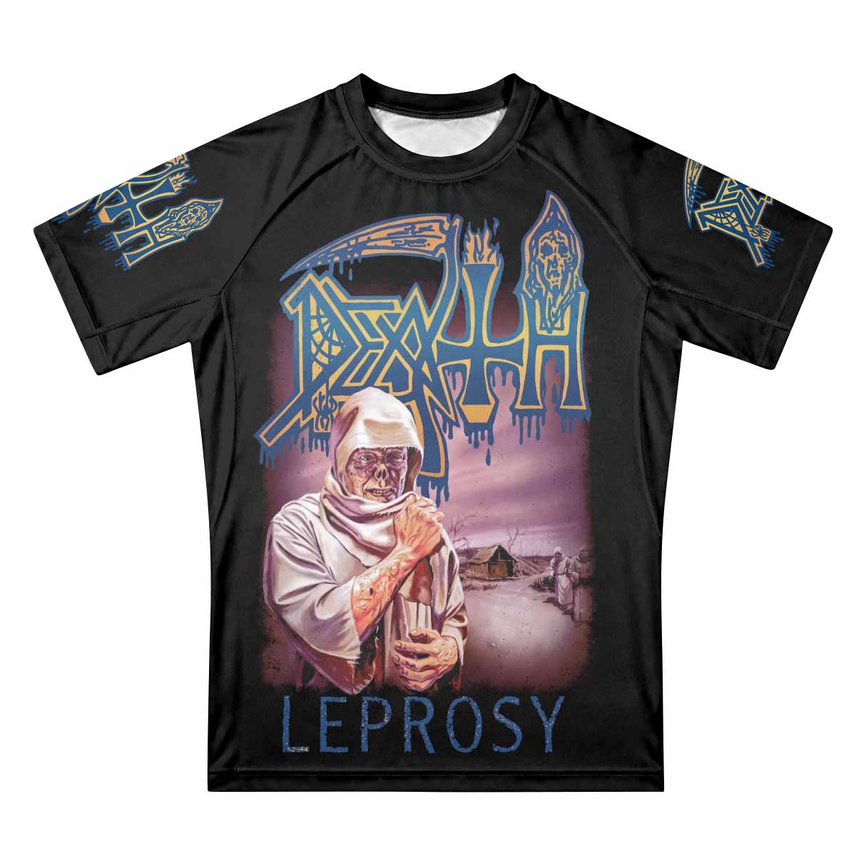Death Leprosy Premium Rash Guard Short Sleeve - front view mockup