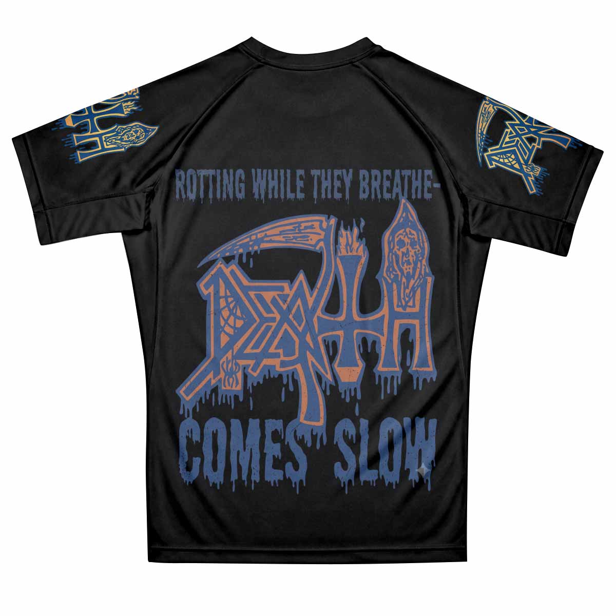 Death Leprosy Premium Rash Guard Short Sleeve - back view mockup