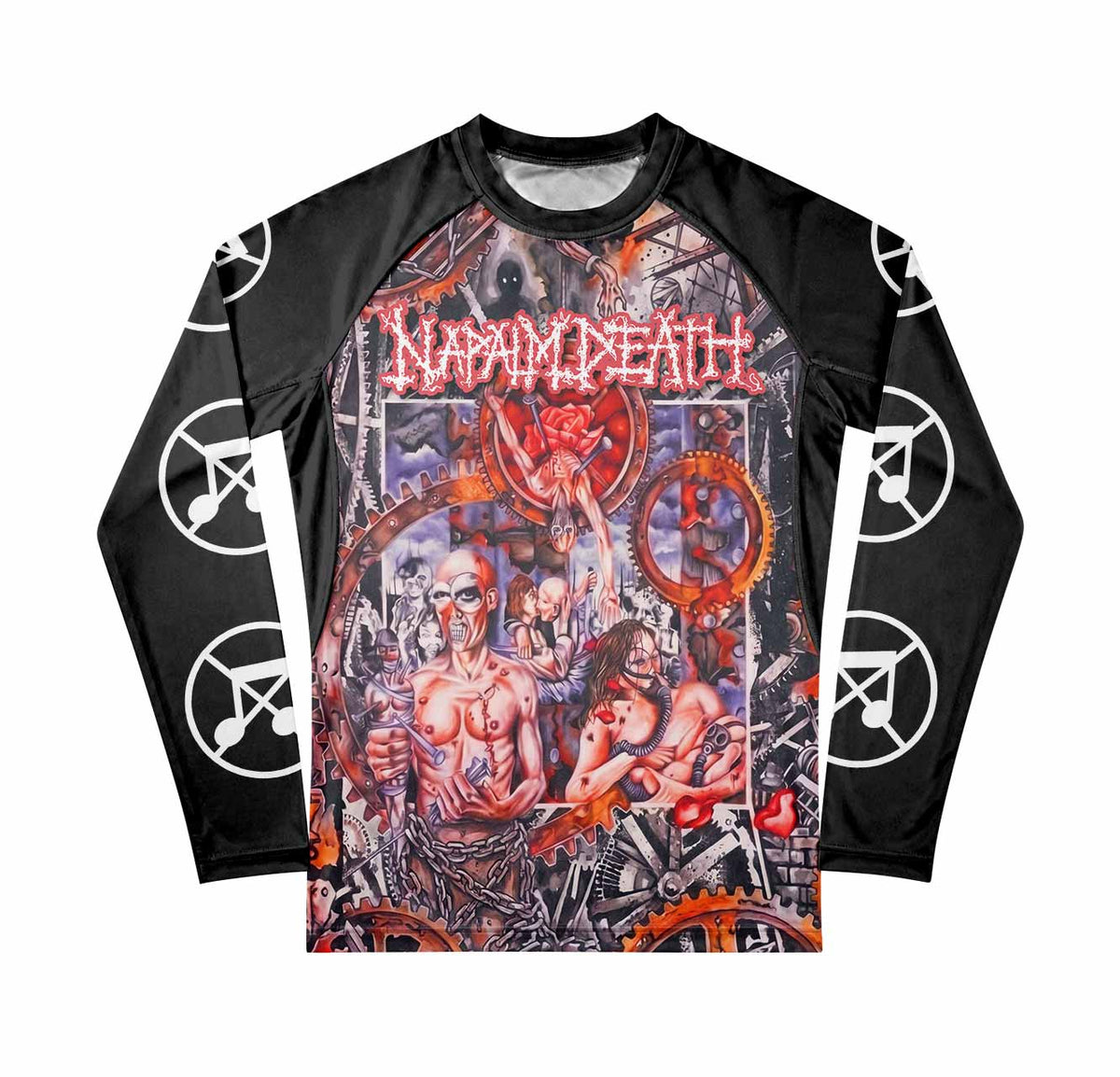 Napalm Death Utopia Banished Premium Rash Guard Long Sleeve - front view mockup