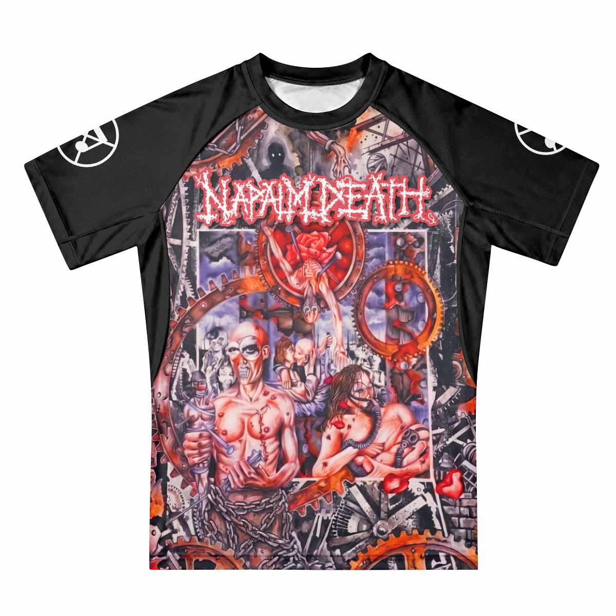 Napalm Death Utopia Banished Premium Rash Guard Short Sleeve - front view mockup