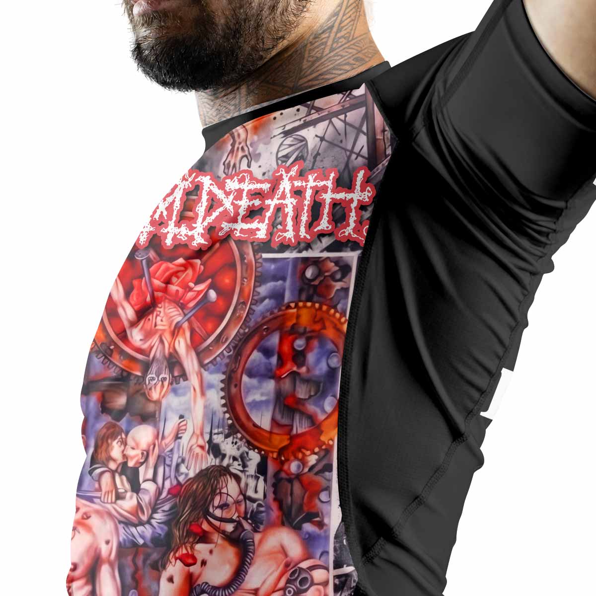 Napalm Death Utopia Banished Premium Rash Guard Short Sleeve - men lifestyle view