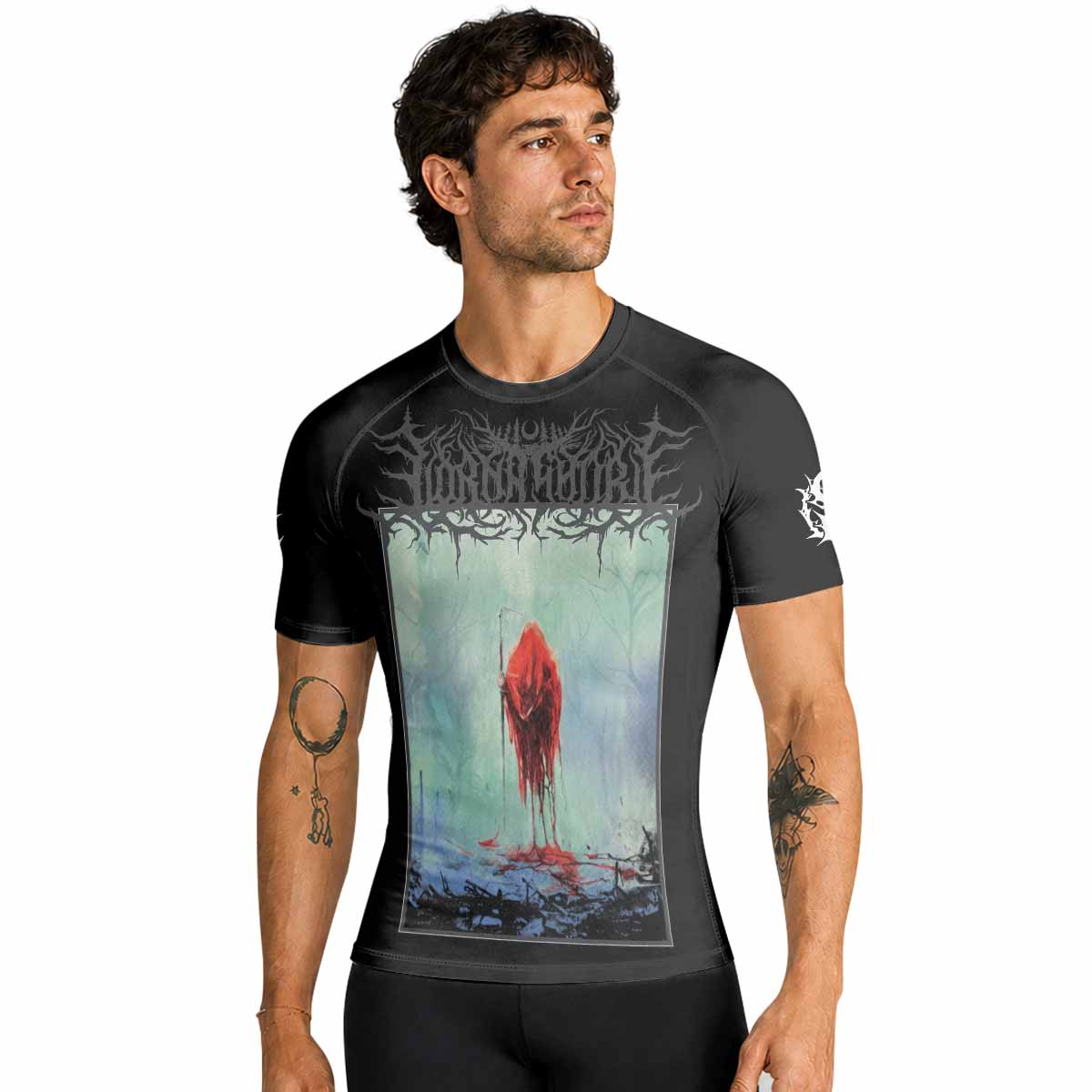 Lorna Shore And I Return To Nothingness Premium Rash Guard Short Sleeve - men lifestyle view