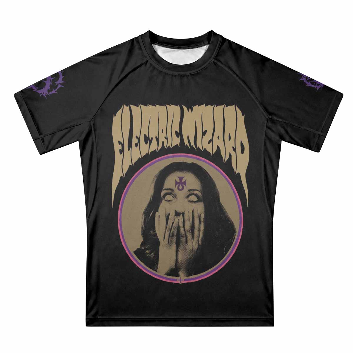Electric Wizard Let Us Prey Premium Rash Guard Short Sleeve - front view mockup