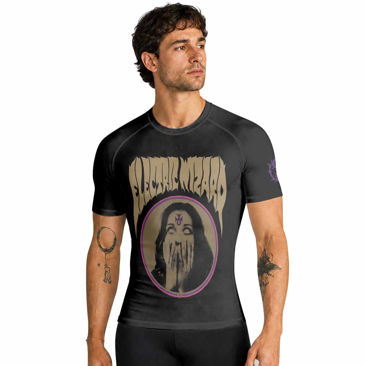 Electric Wizard Let Us Prey Premium Rash Guard Short Sleeve - men lifestyle view