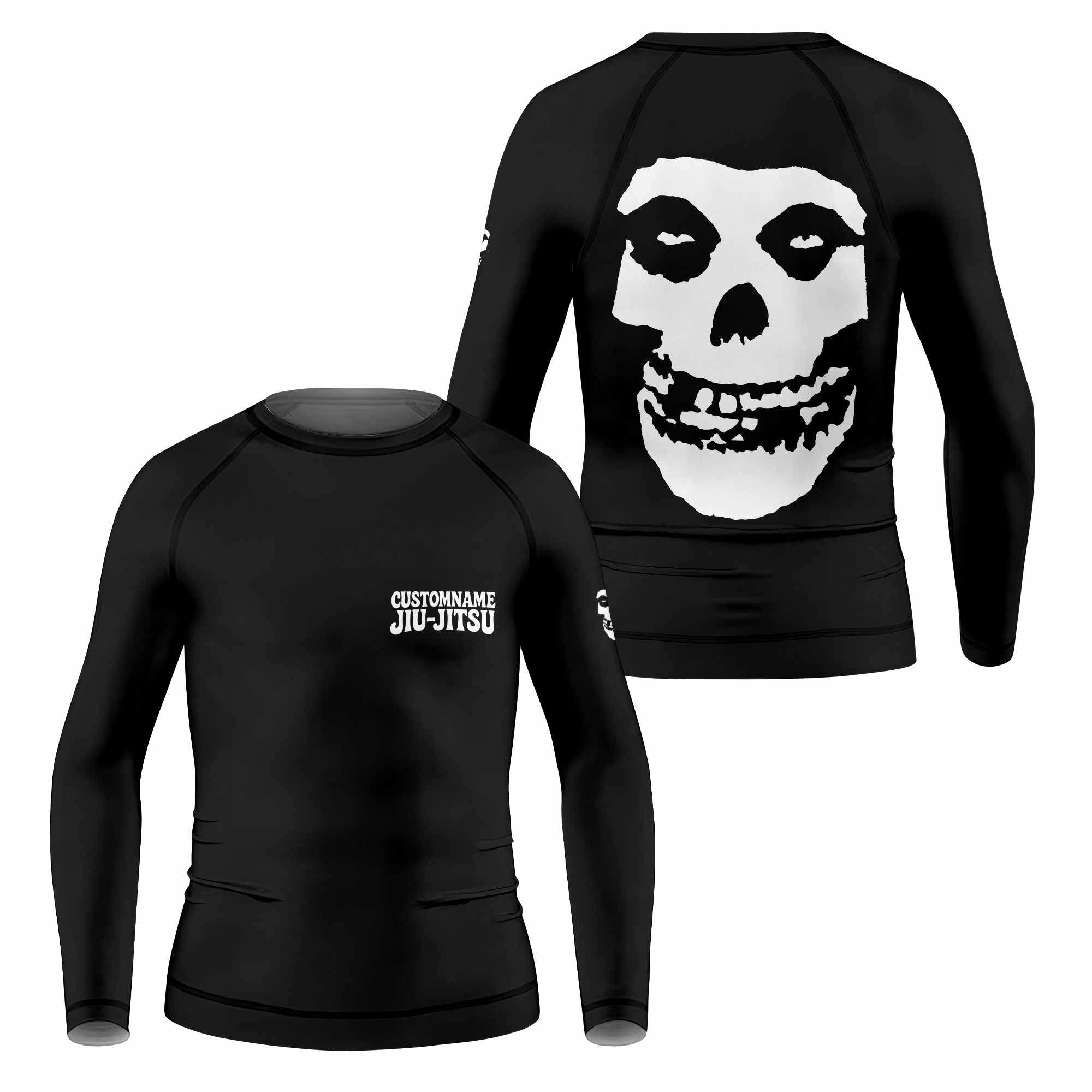 Custom Name Skull Jiu-Jitsu Kids Rash Guard