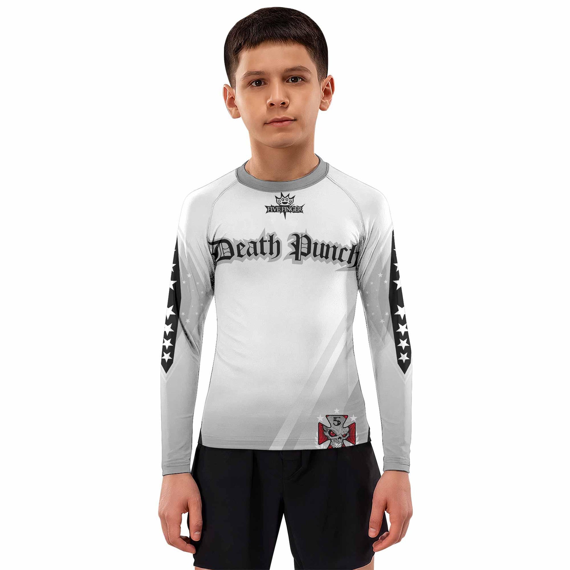 Death Punch Kids Rash Guard Long Sleeve - boy's lifestyle view