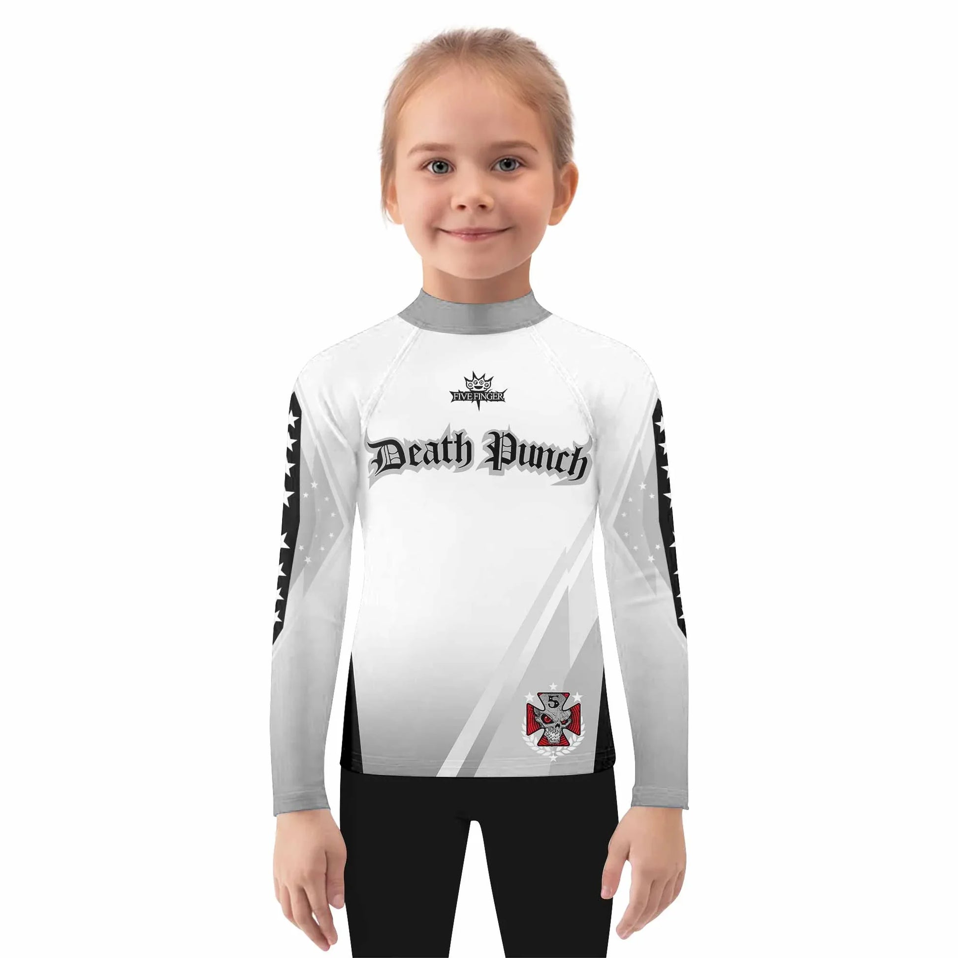 Death Punch Kids Rash Guard Long Sleeve - girl's lifestyle view