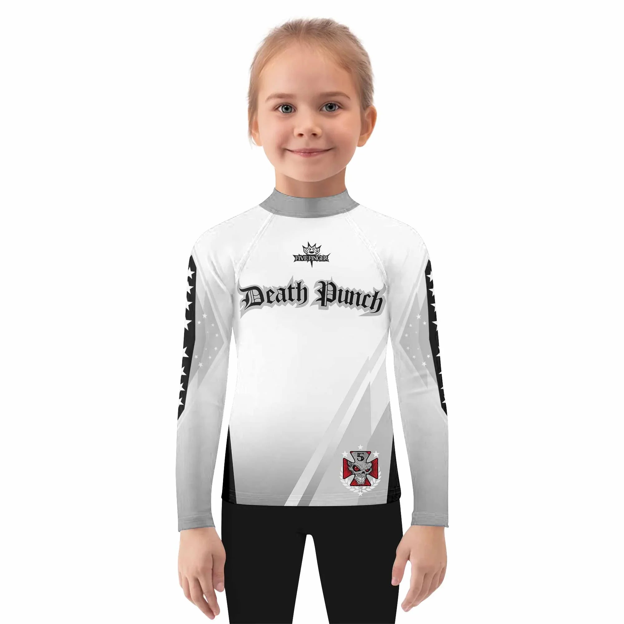 Death Punch Kids Rash Guard Long Sleeve - girl's lifestyle view