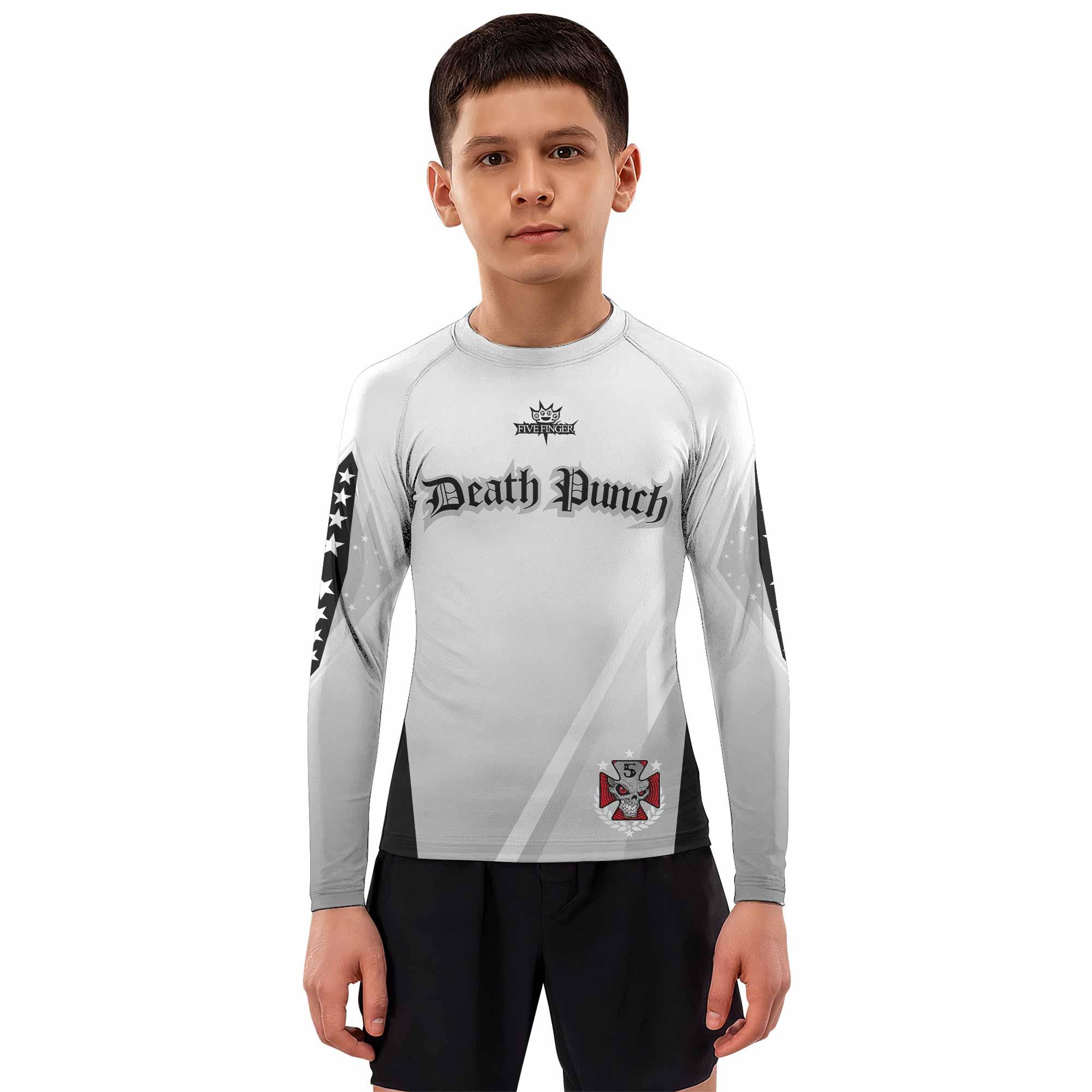 Death Punch Kids Rash Guard Long Sleeve - boy's lifestyle view