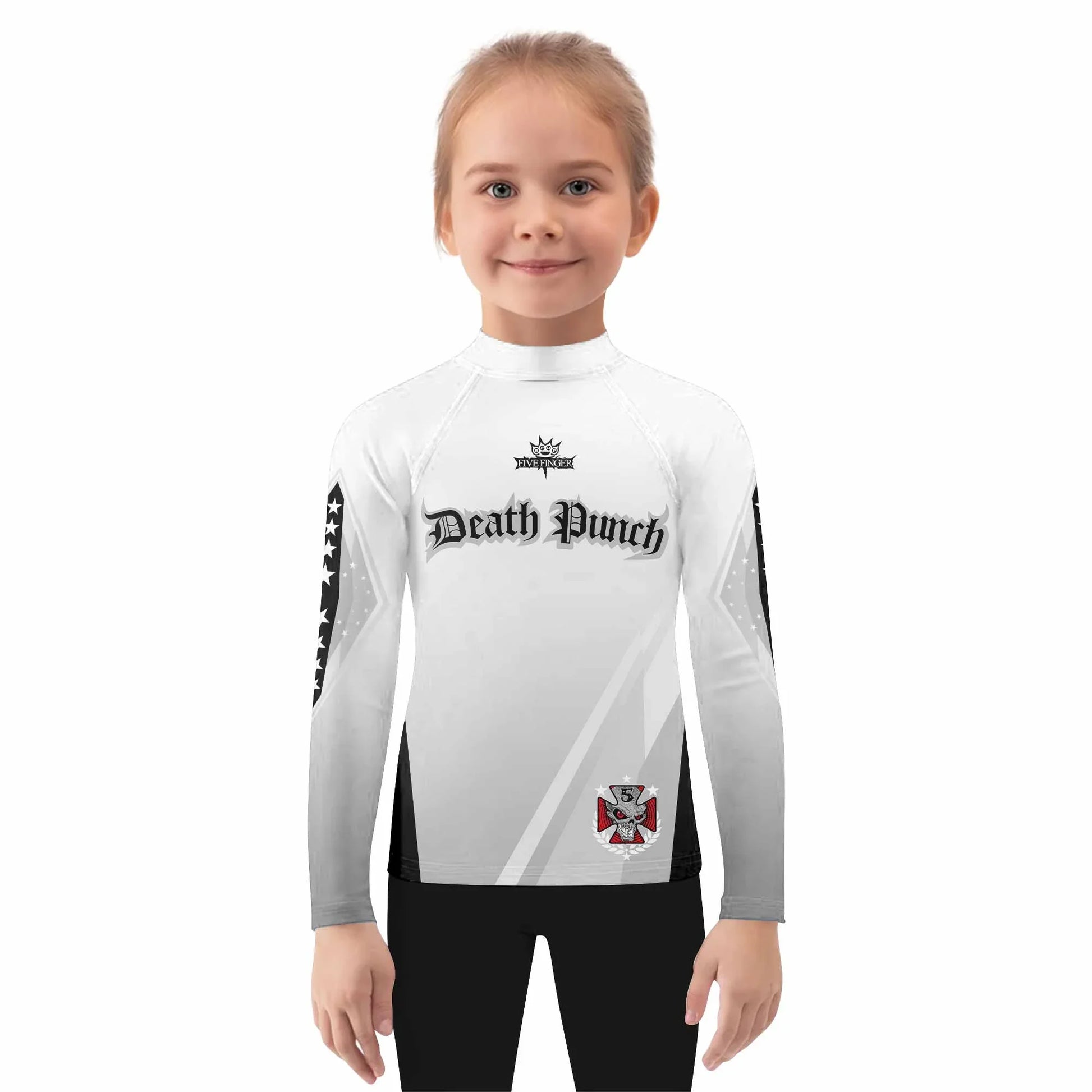 Death Punch Kids Rash Guard Long Sleeve - girl's lifestyle view