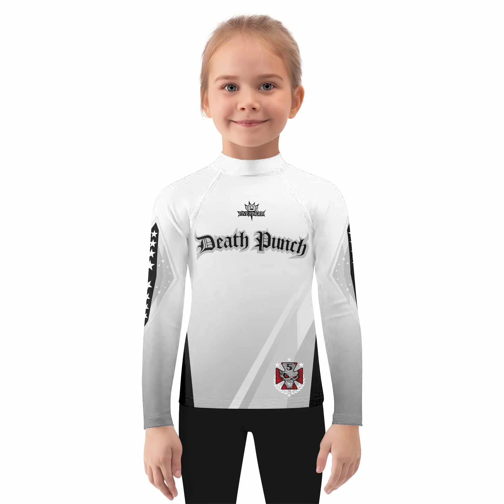 Death Punch Kids Rash Guard Long Sleeve - girl's lifestyle view