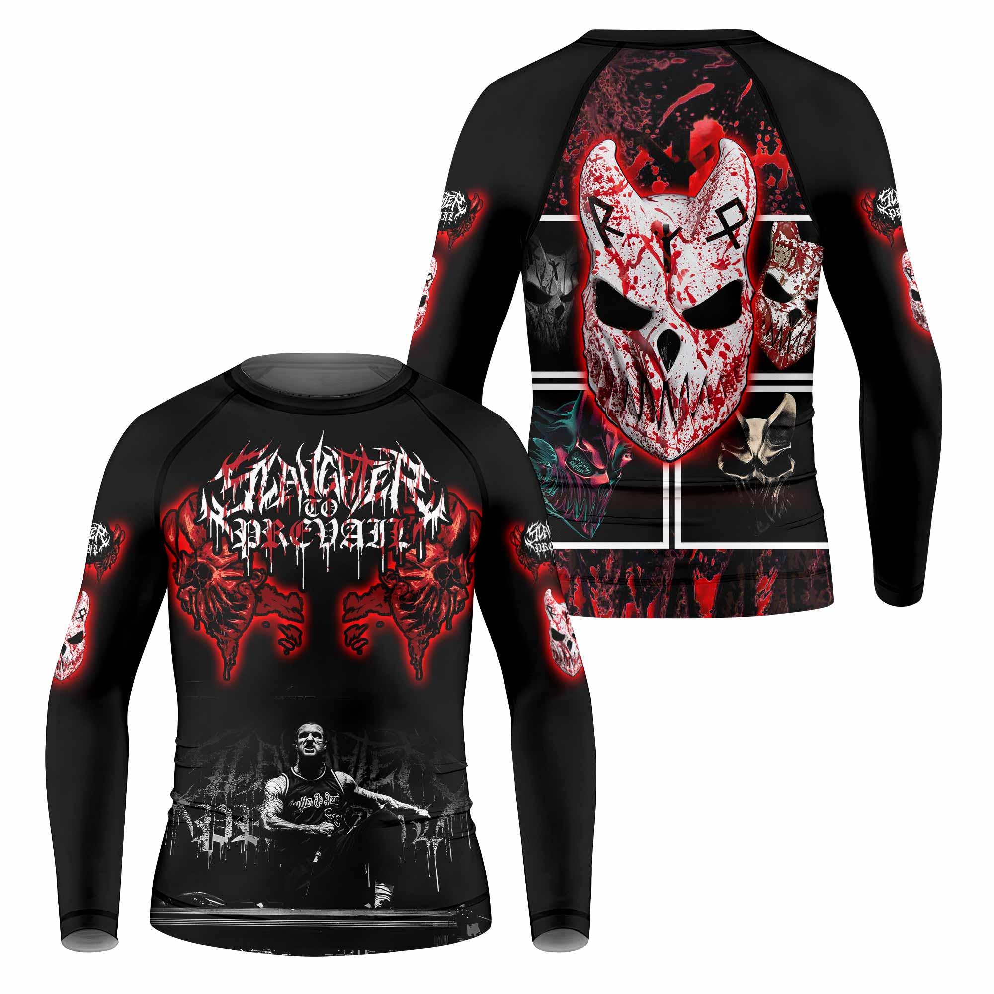 Slaughter to Prevail Kids Rash Guard Long Sleeve - front and back view