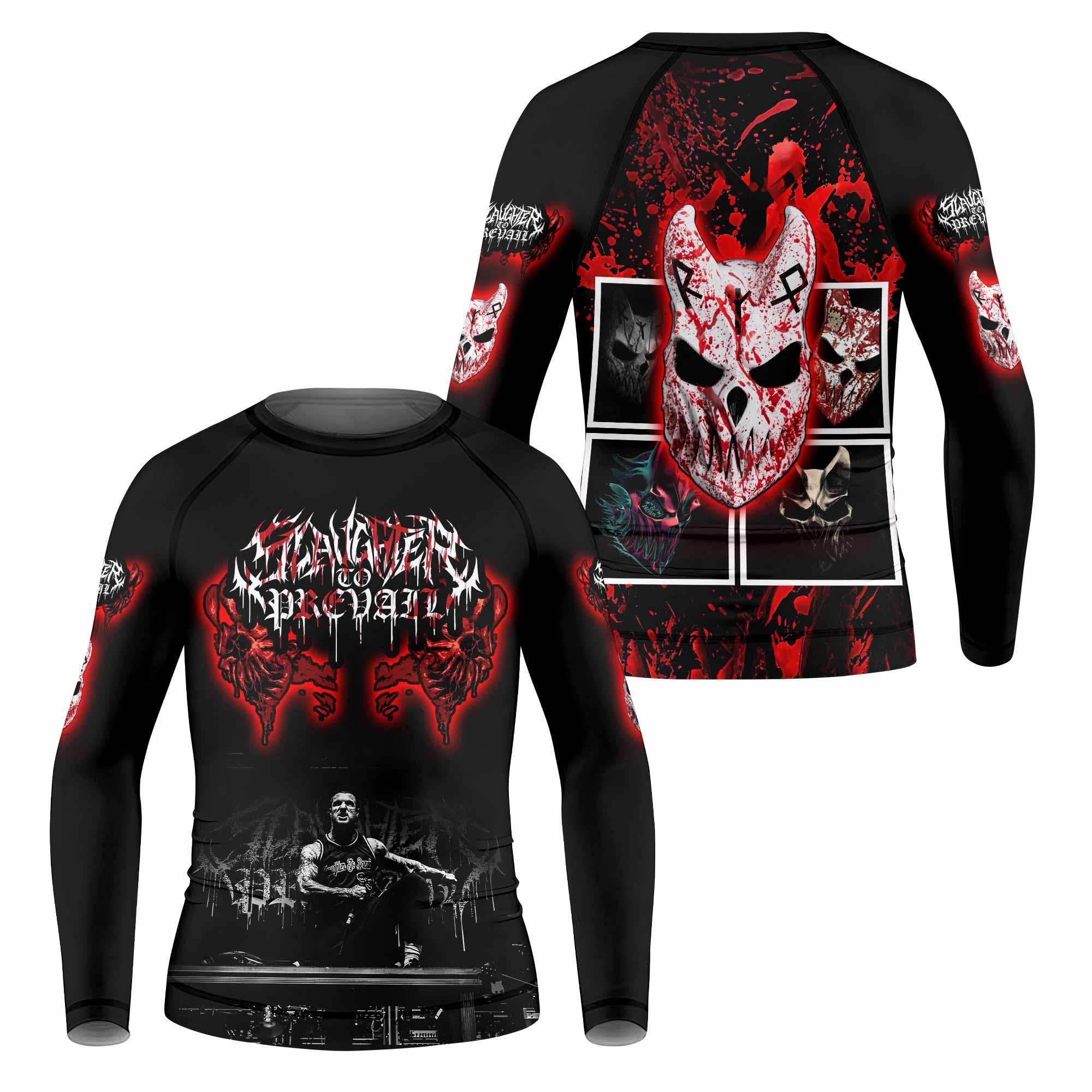 Slaughter to Prevail Kids Rash Guard Long Sleeve - front and back view