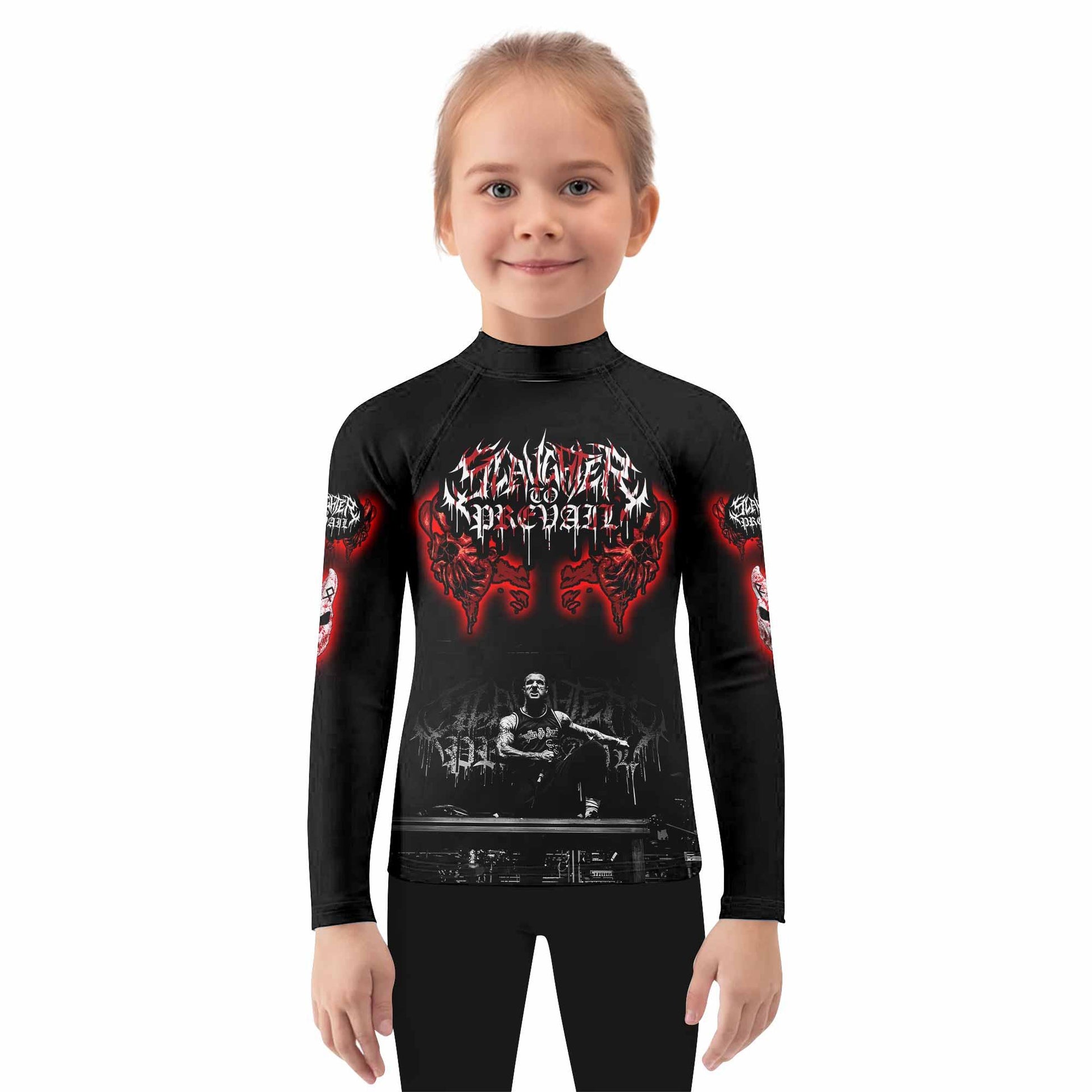 Slaughter to Prevail Kids Rash Guard Long Sleeve - girl's lifestyle view