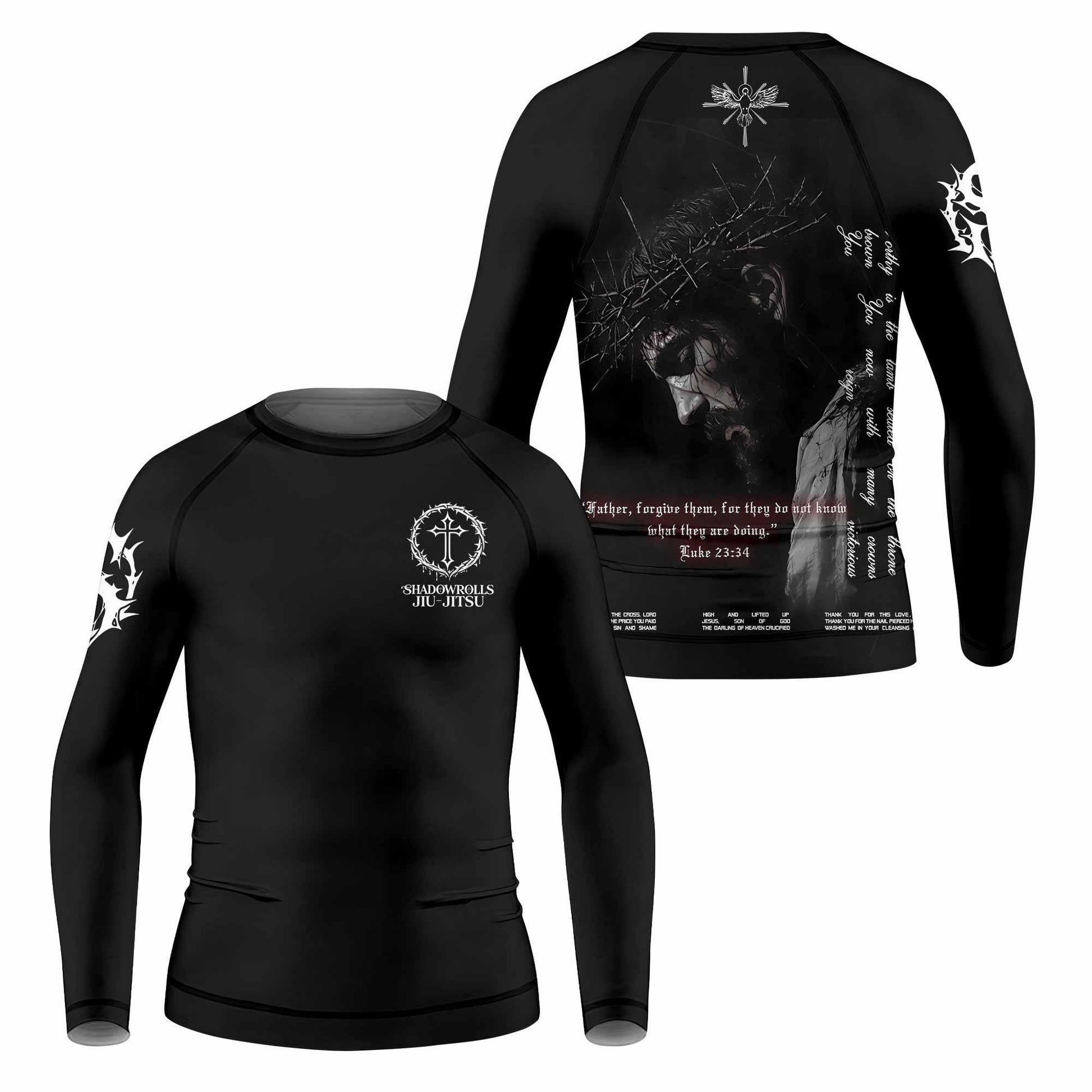 Crucified Silence Kids Rash Guard Long Sleeve - front and back view