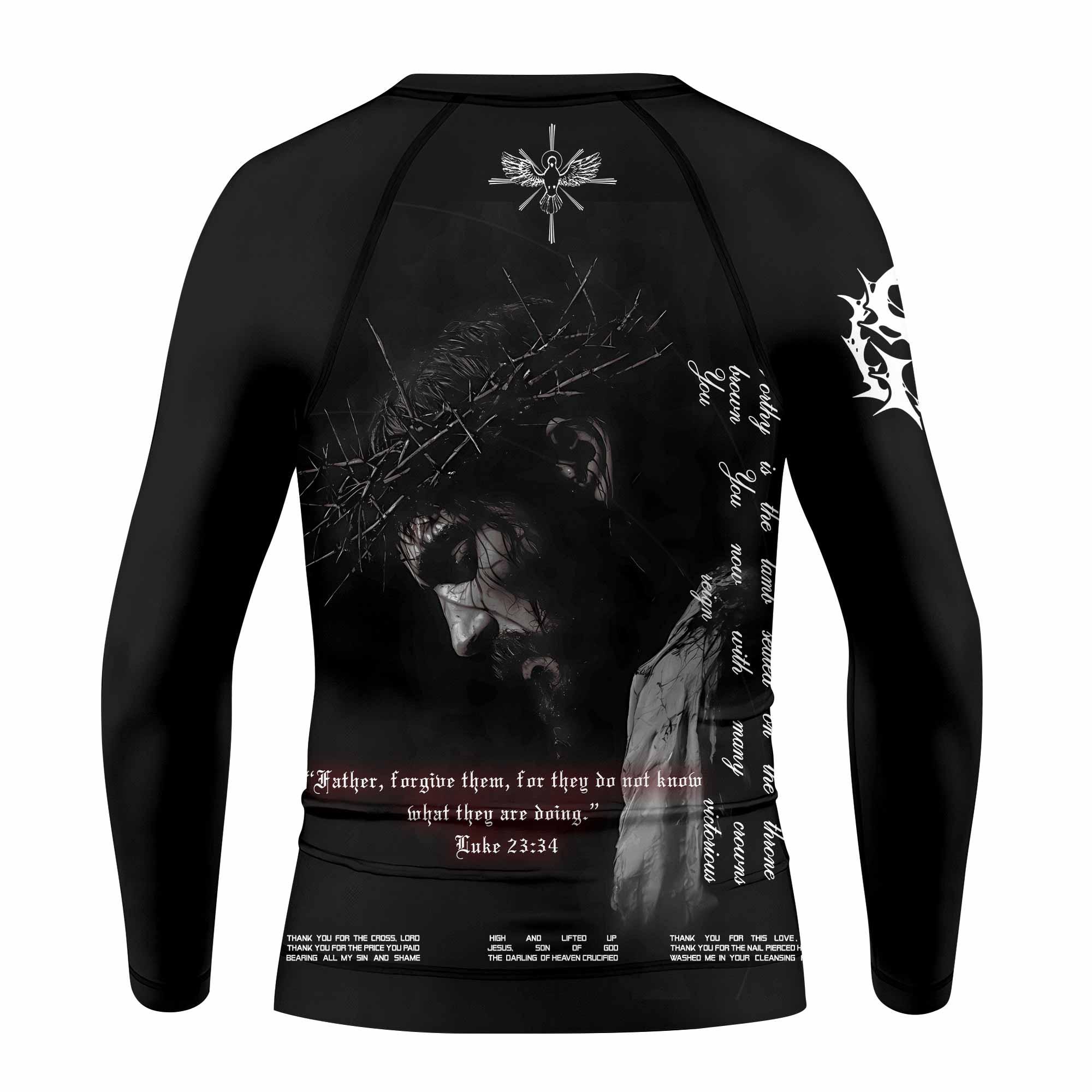 Crucified Silence Kids Rash Guard Long Sleeve - back view mockup