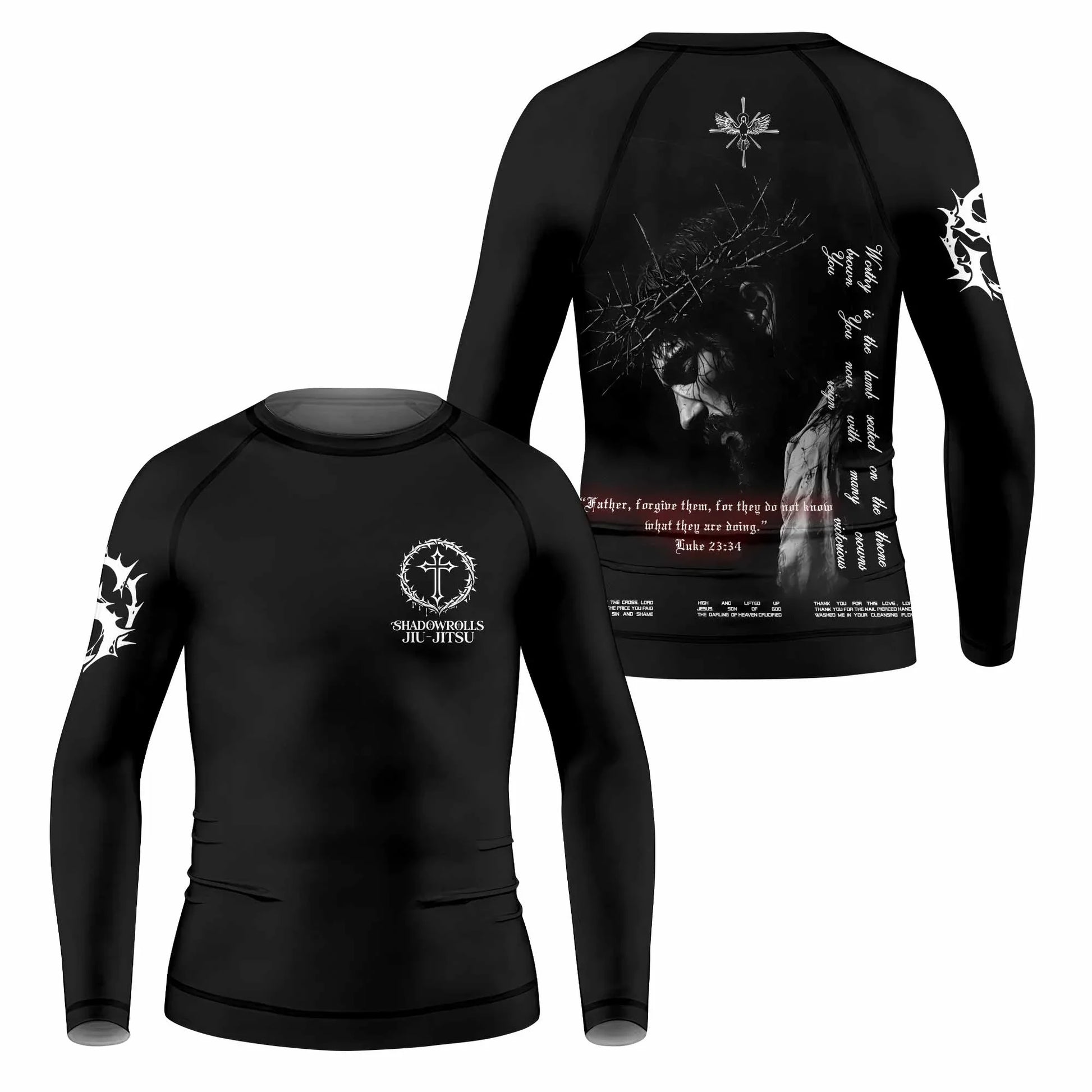 Crucified Silence Kids Rash Guard Long Sleeve - front and back view