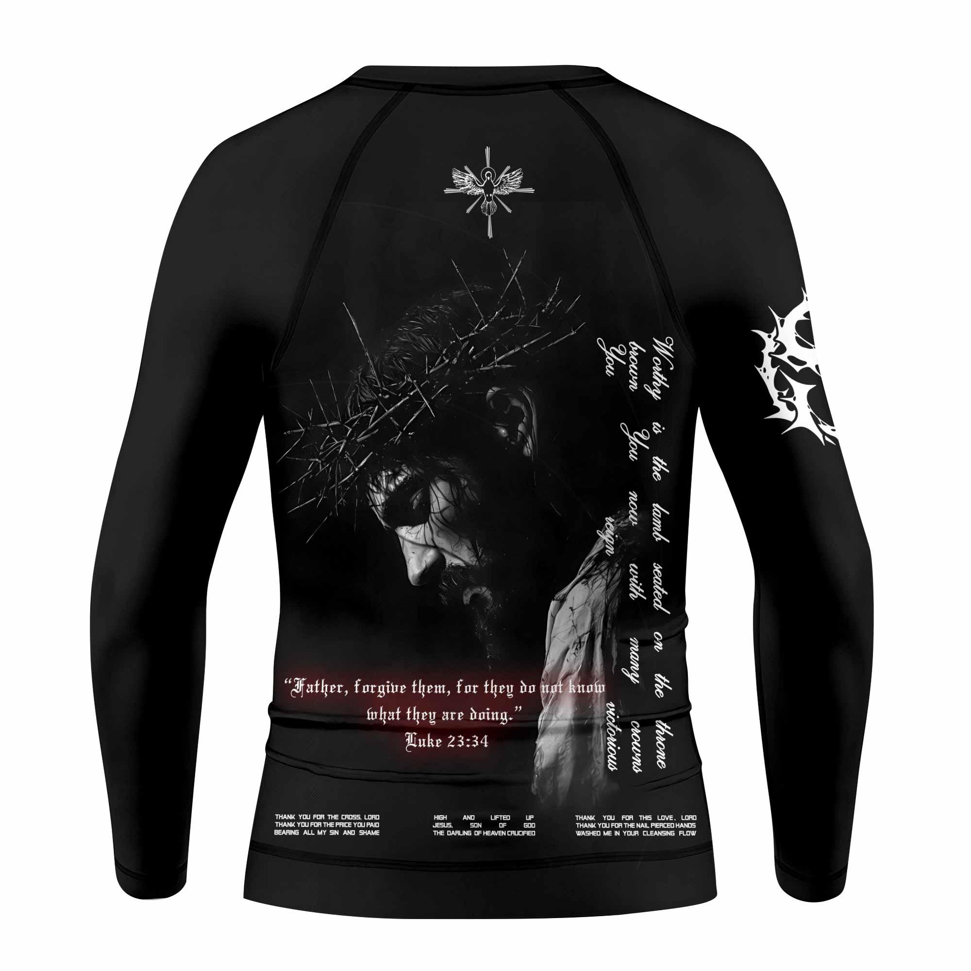 Crucified Silence Kids Rash Guard Long Sleeve - back view mockup