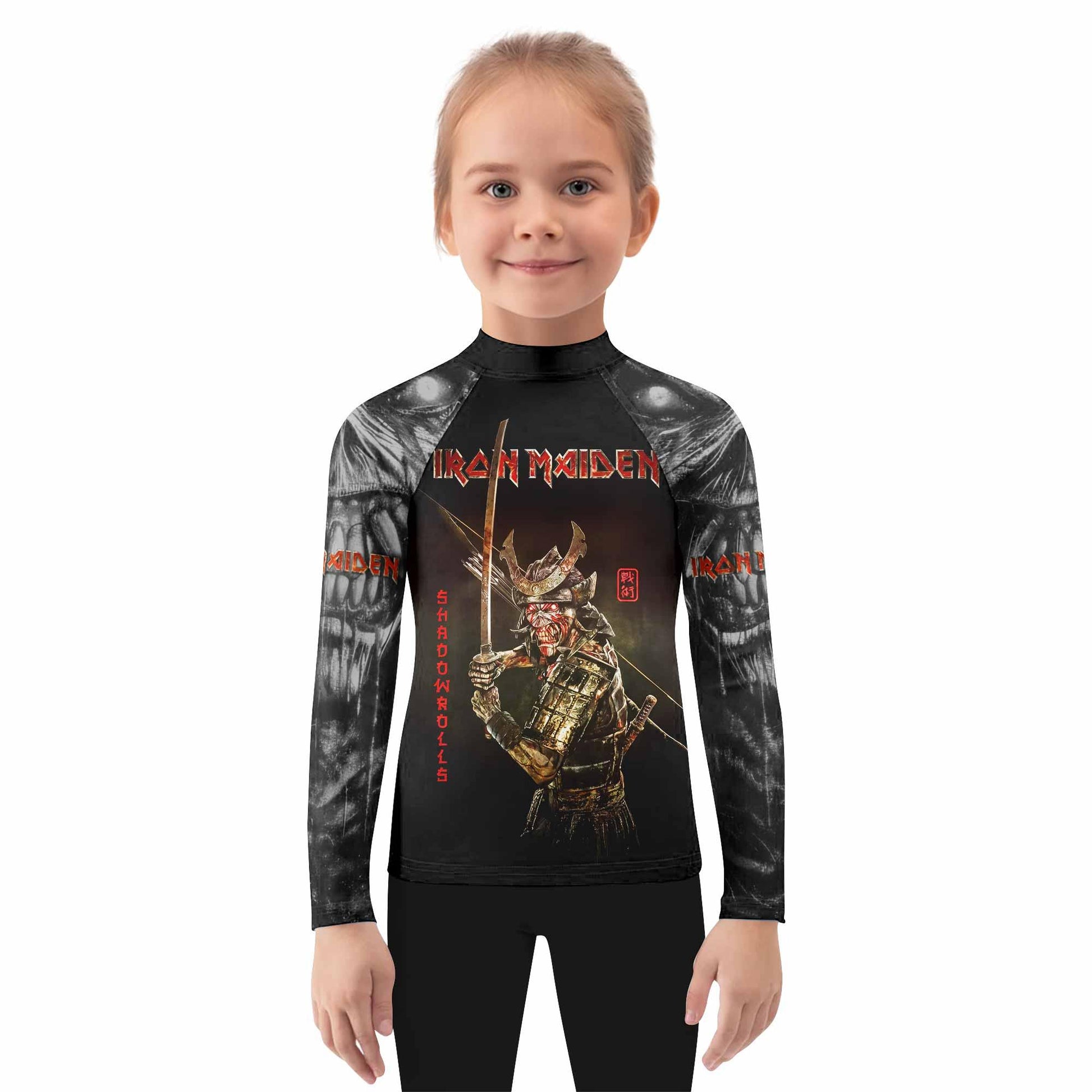 Iron Maiden Samurai Kids Rash Guard Long Sleeve - girl's lifestyle view