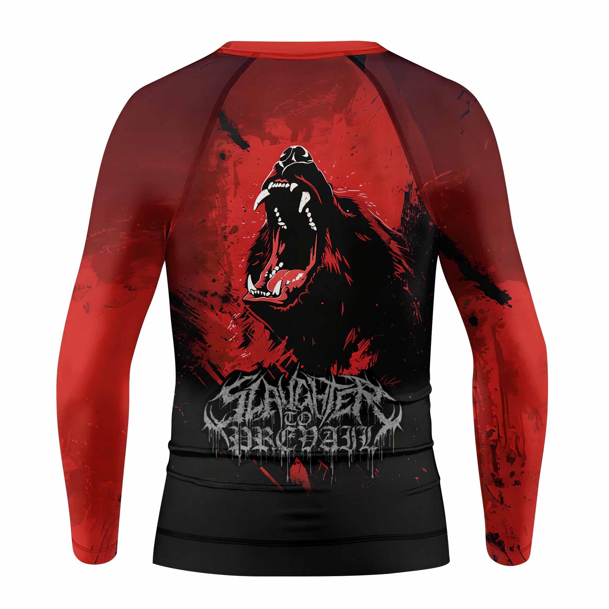 Slaughter to Prevail Bear Kids Rash Guard Long Sleeve - back view mockup