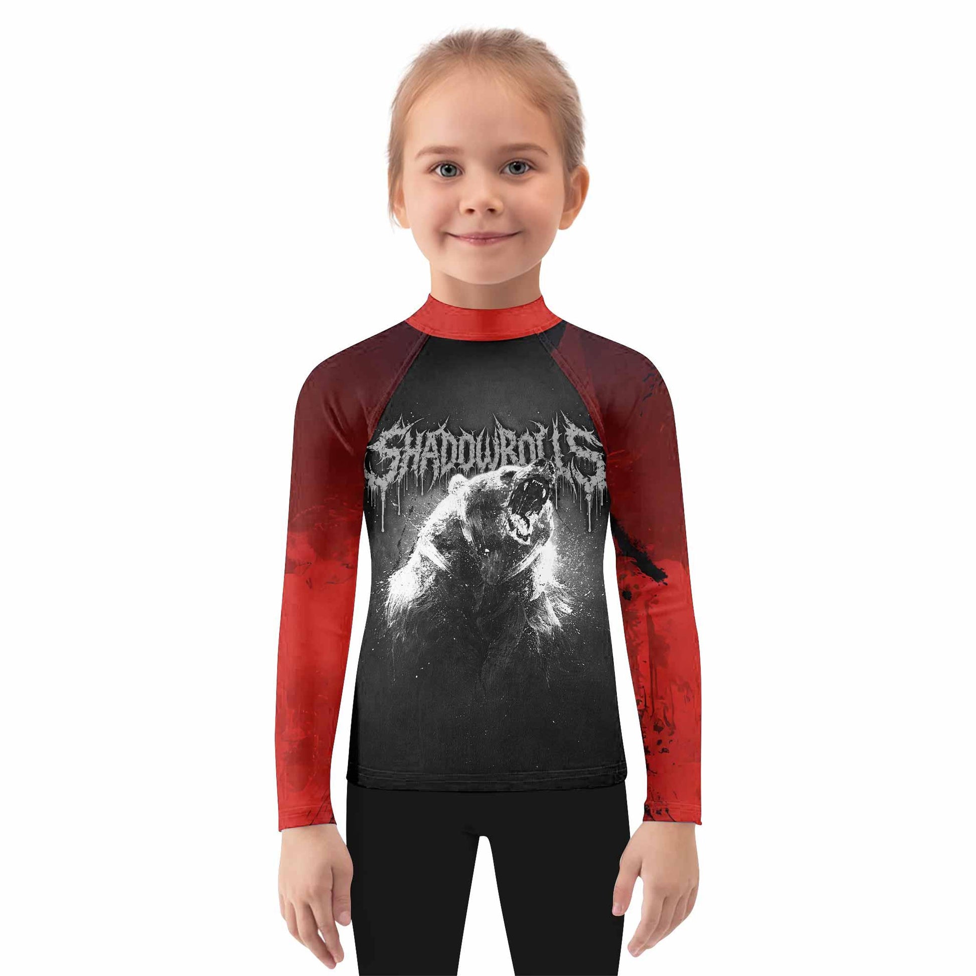 Slaughter to Prevail Bear Kids Rash Guard Long Sleeve - girl's lifestyle view