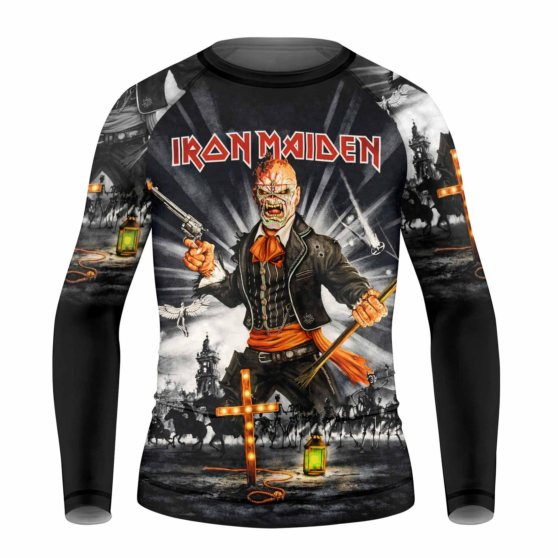 Iron Maiden Nights Of The Dead Kids Rash Guard Long Sleeve - front view mockup