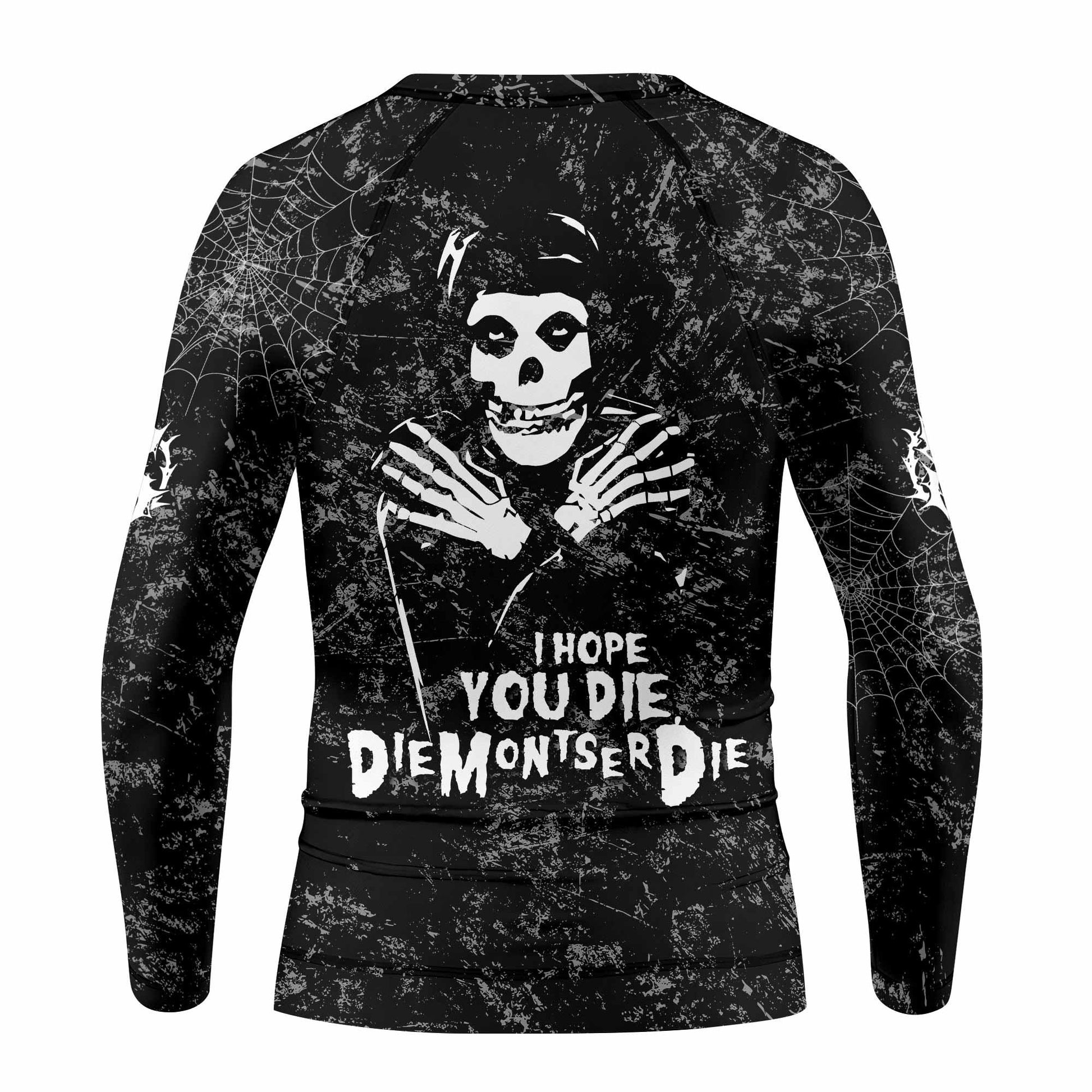 Misfits Die Monster Die Kids Rash Guard Long Sleeve - back view mockup
