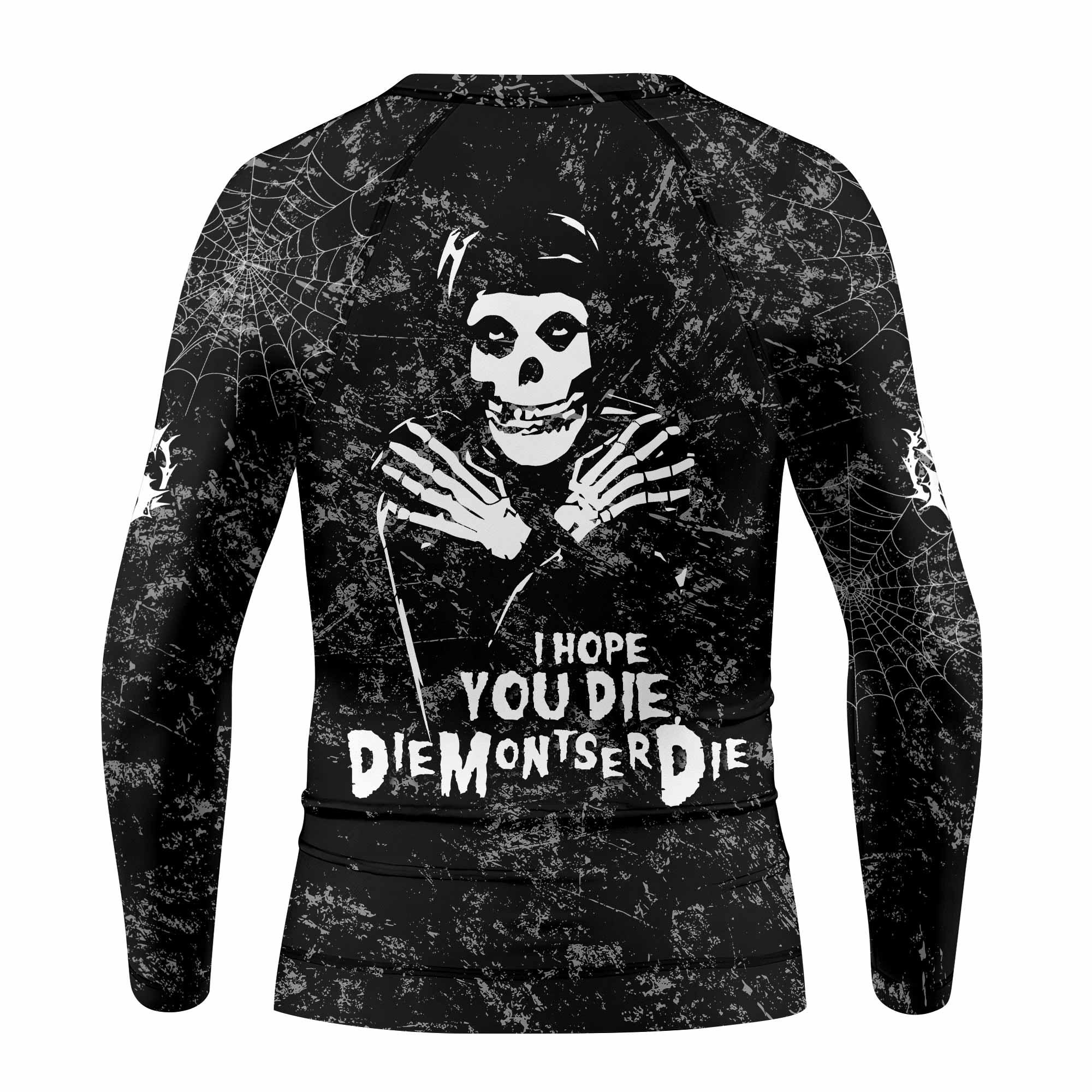 Misfits Die Monster Die Kids Rash Guard Long Sleeve - back view mockup