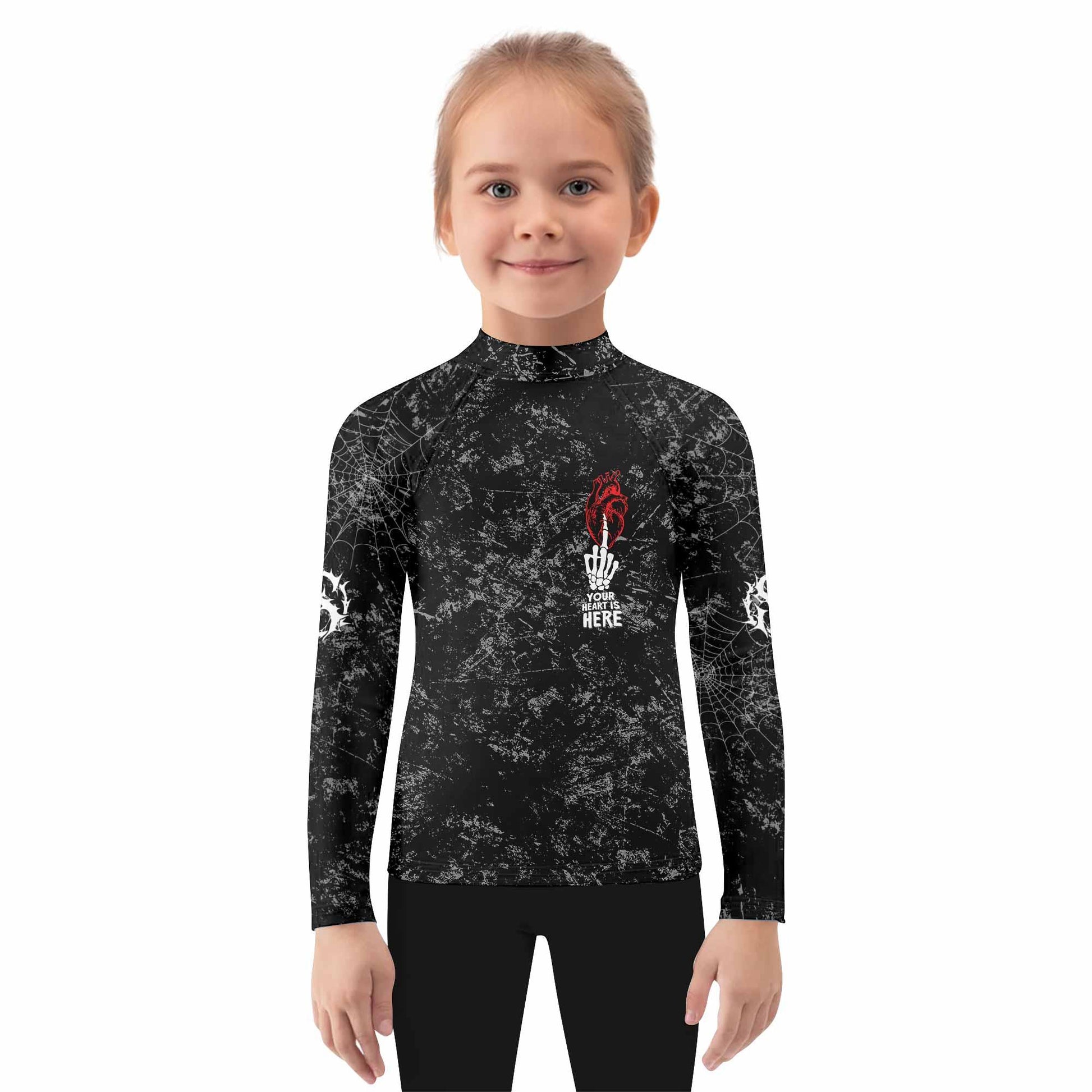 Misfits Die Monster Die Kids Rash Guard Long Sleeve - girl's lifestyle view