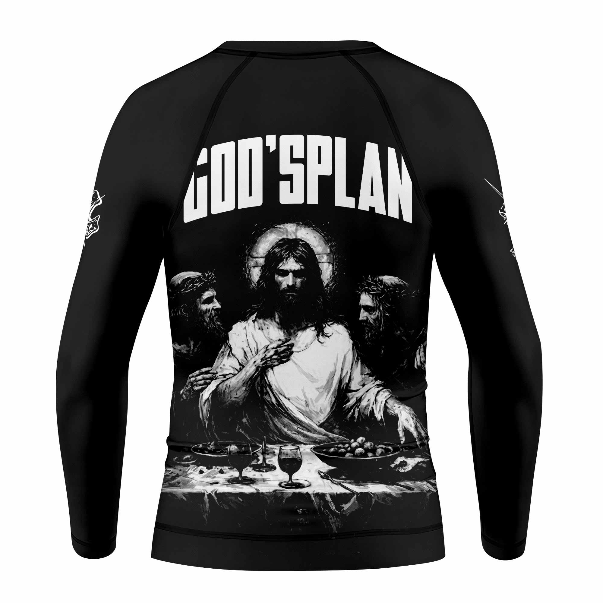 God's Plan Kids Rash Guard Long Sleeve - back view mockup
