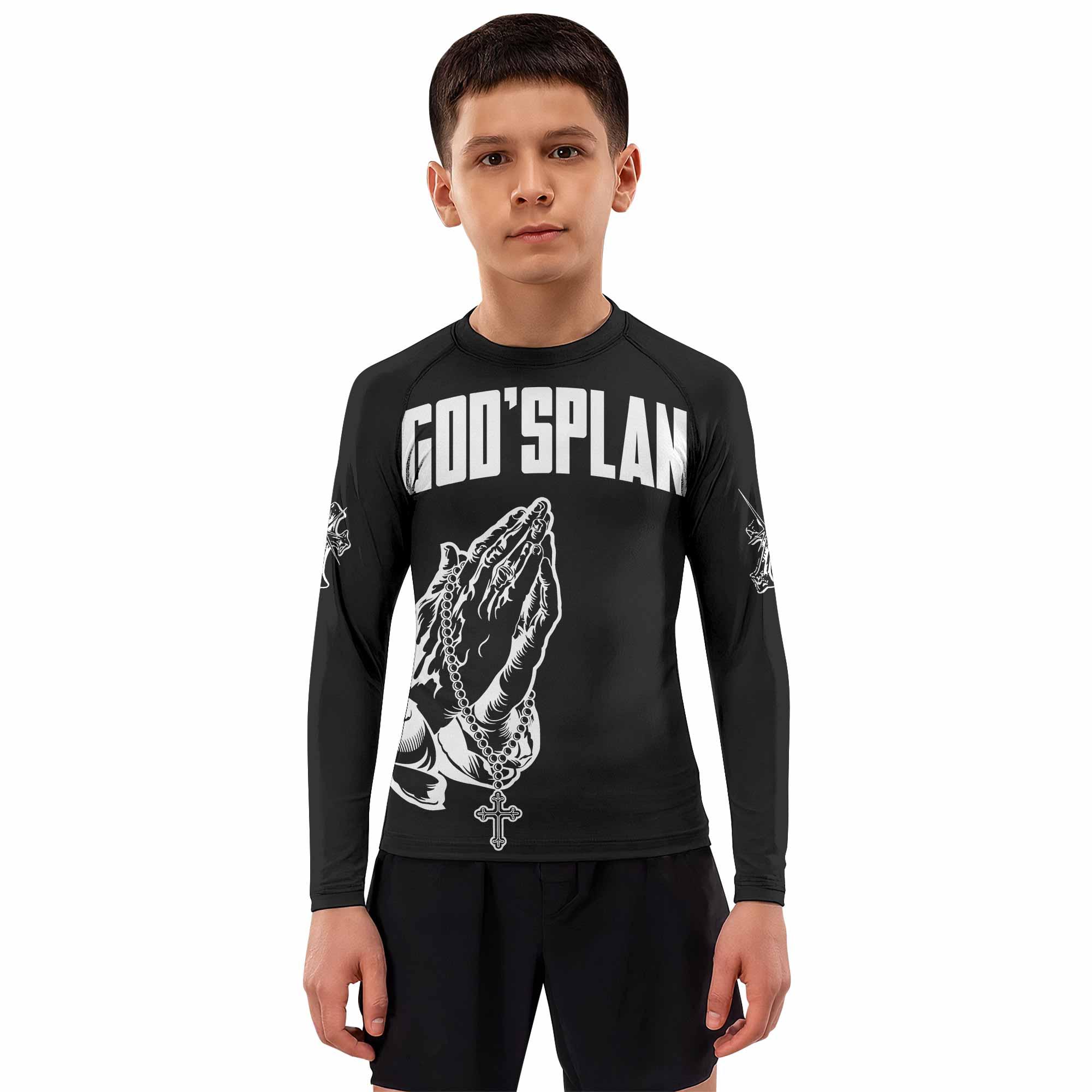 God's Plan Kids Rash Guard Long Sleeve - boy's lifestyle view