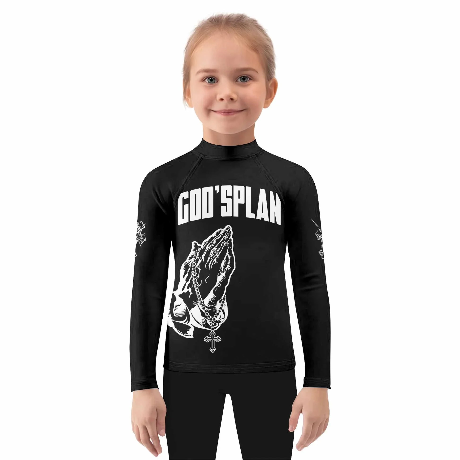 God's Plan Kids Rash Guard Long Sleeve - girl's lifestyle view