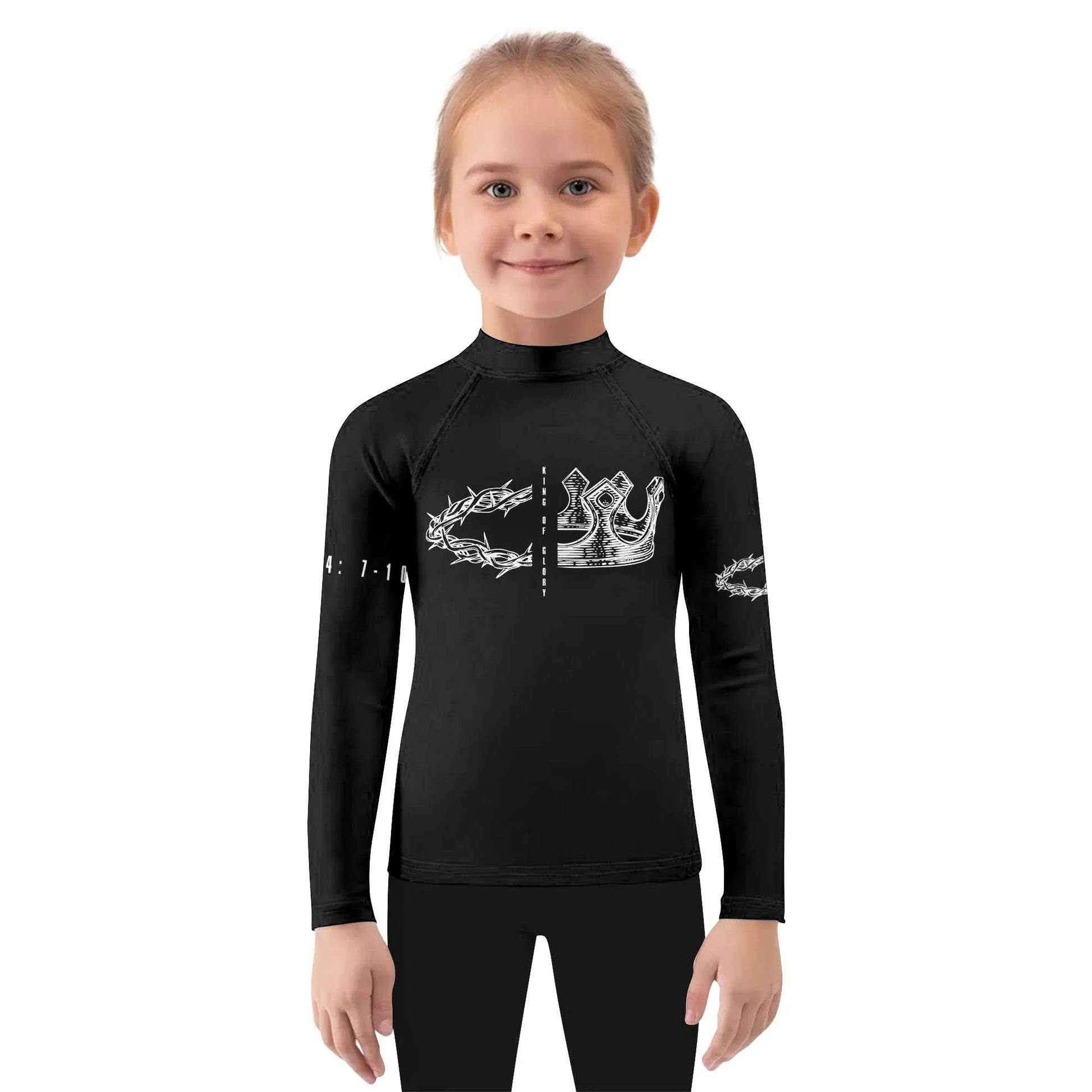 The King of Glory Kids Rash Guard Long Sleeve - girl's lifestyle view