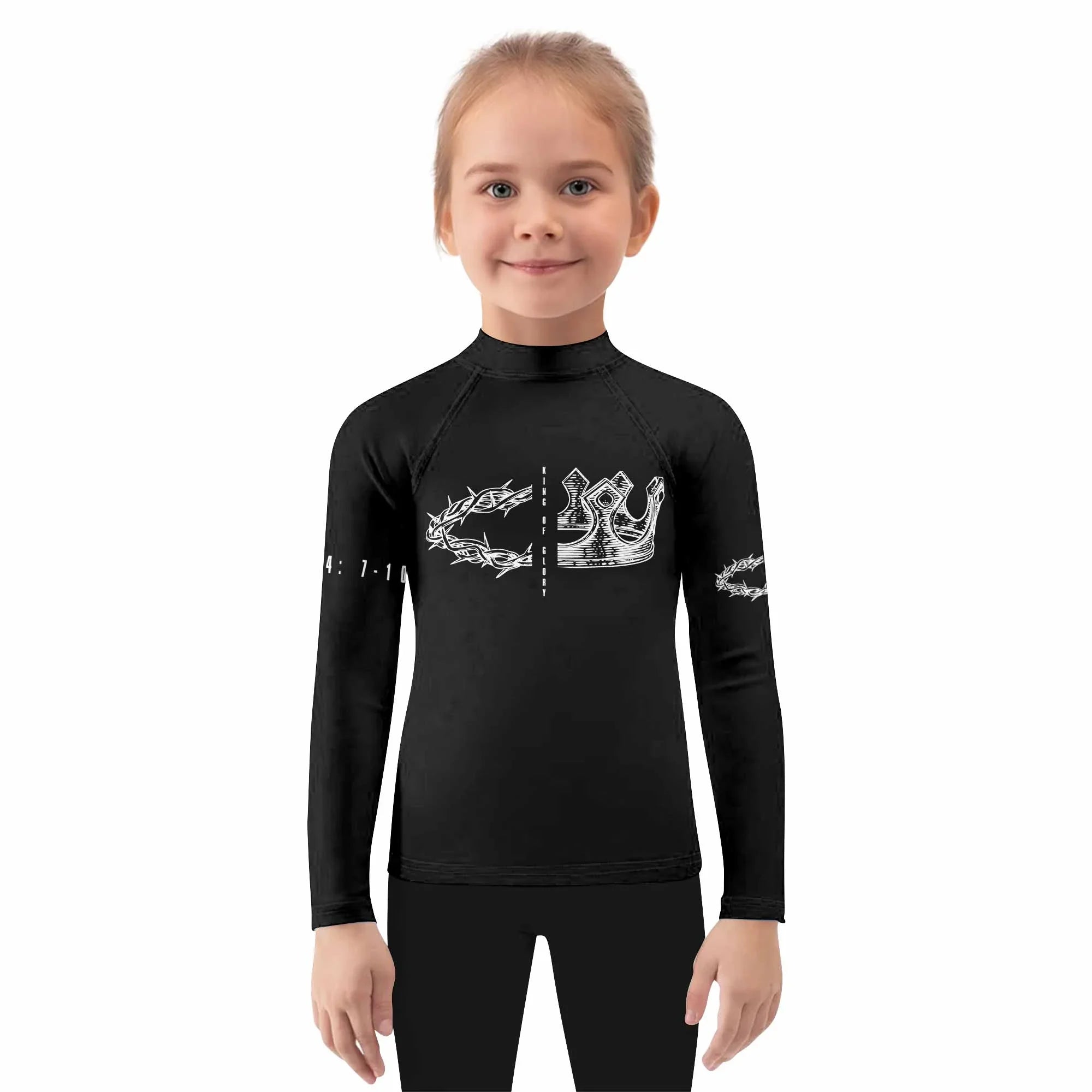 The King of Glory Kids Rash Guard Long Sleeve - girl's lifestyle view