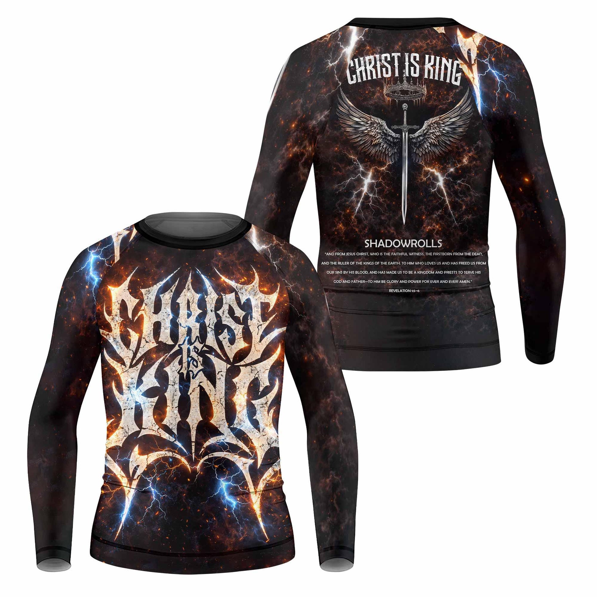 Christ is King Kids Rash Guard Long Sleeve - front and back view